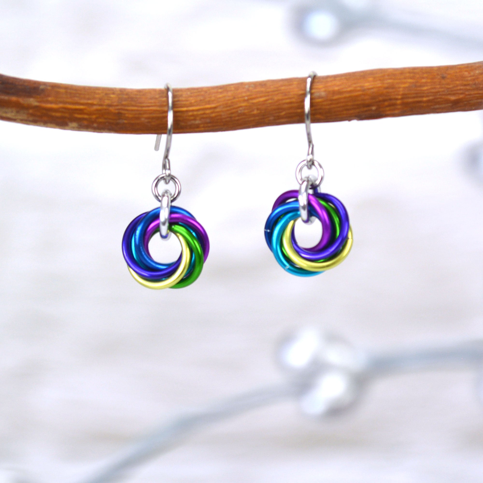 Mini Knot Earrings - Peacock