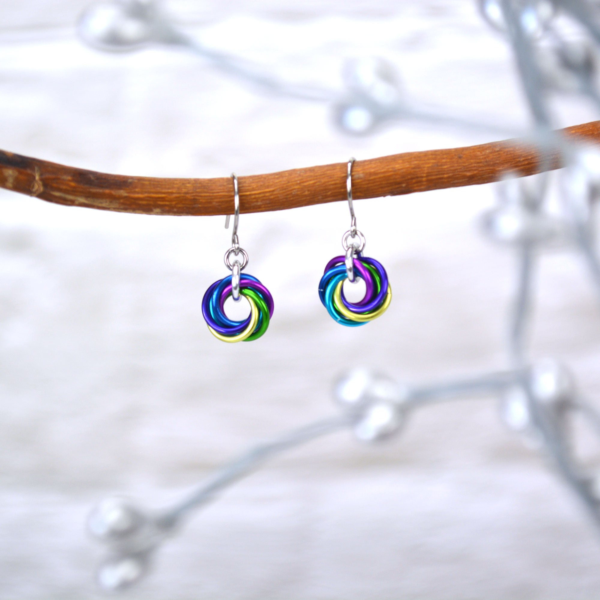 Mini Knot Earrings - Peacock