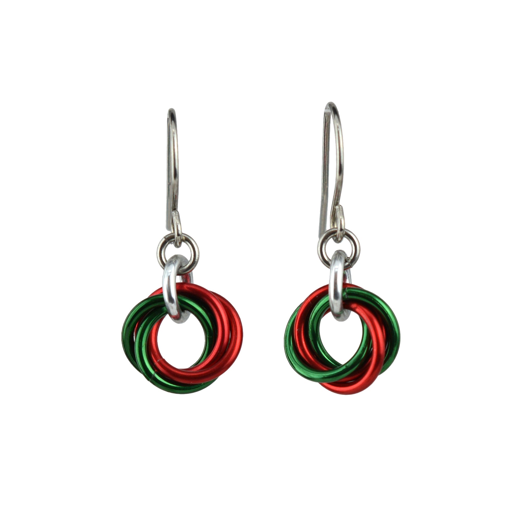 Red & Green Christmas Holidays Mini Knot Earring