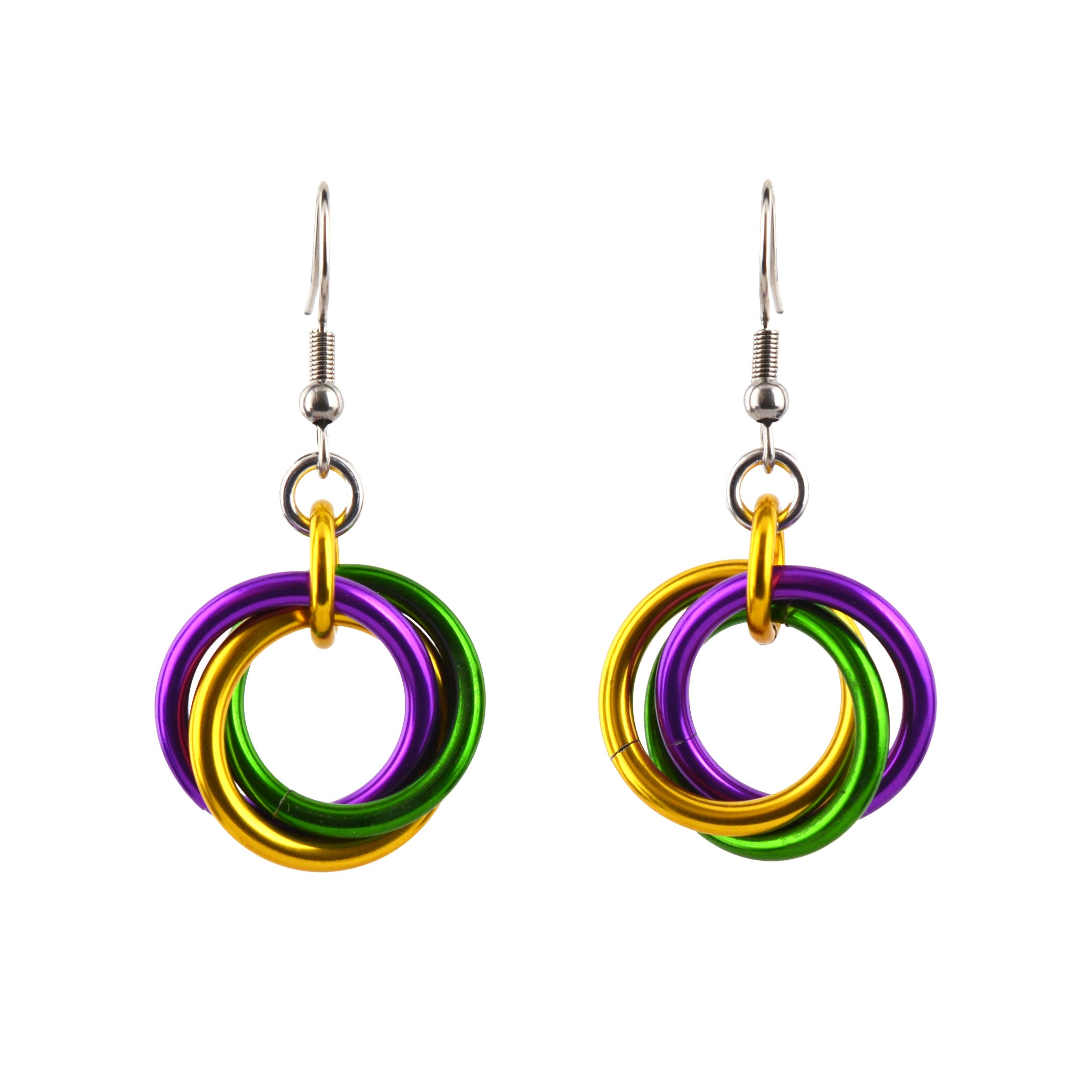 Mardi Gras Large Knot Earrings