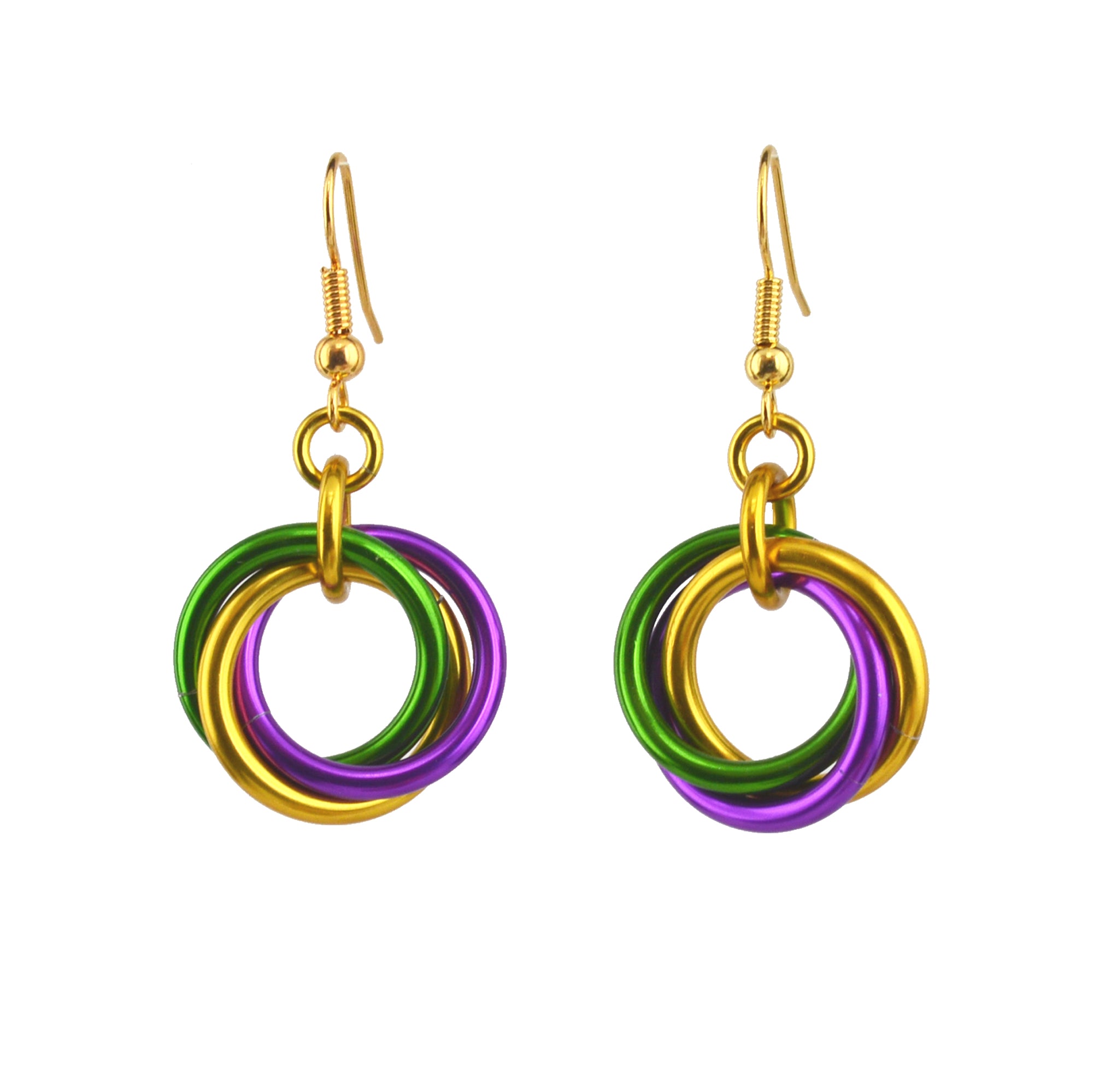 Mardi Gras Large Knot Earrings