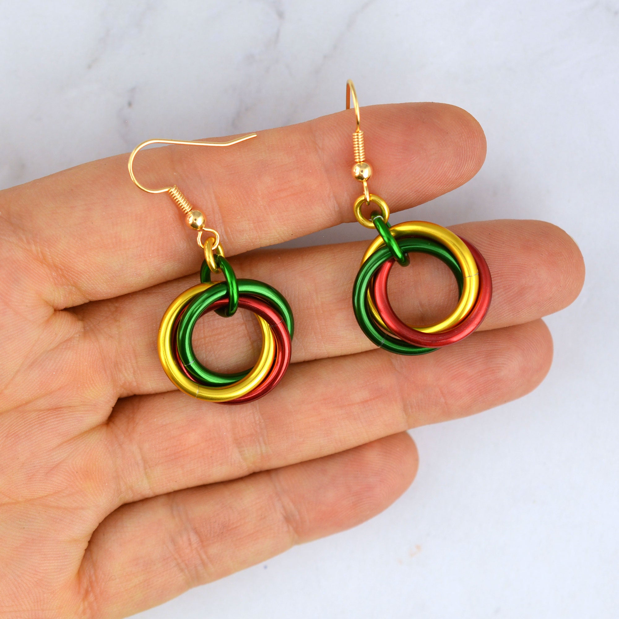 Red & Green Christmas Holidays Large Knot Earrings