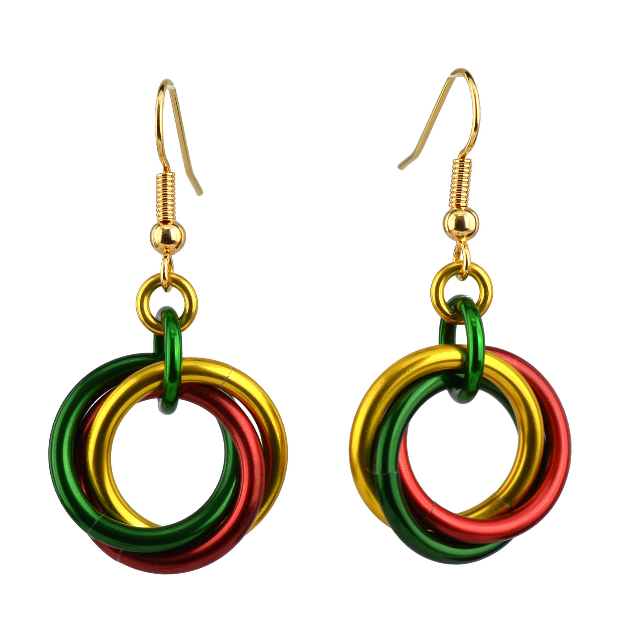 Red & Green Christmas Holidays Large Knot Earrings