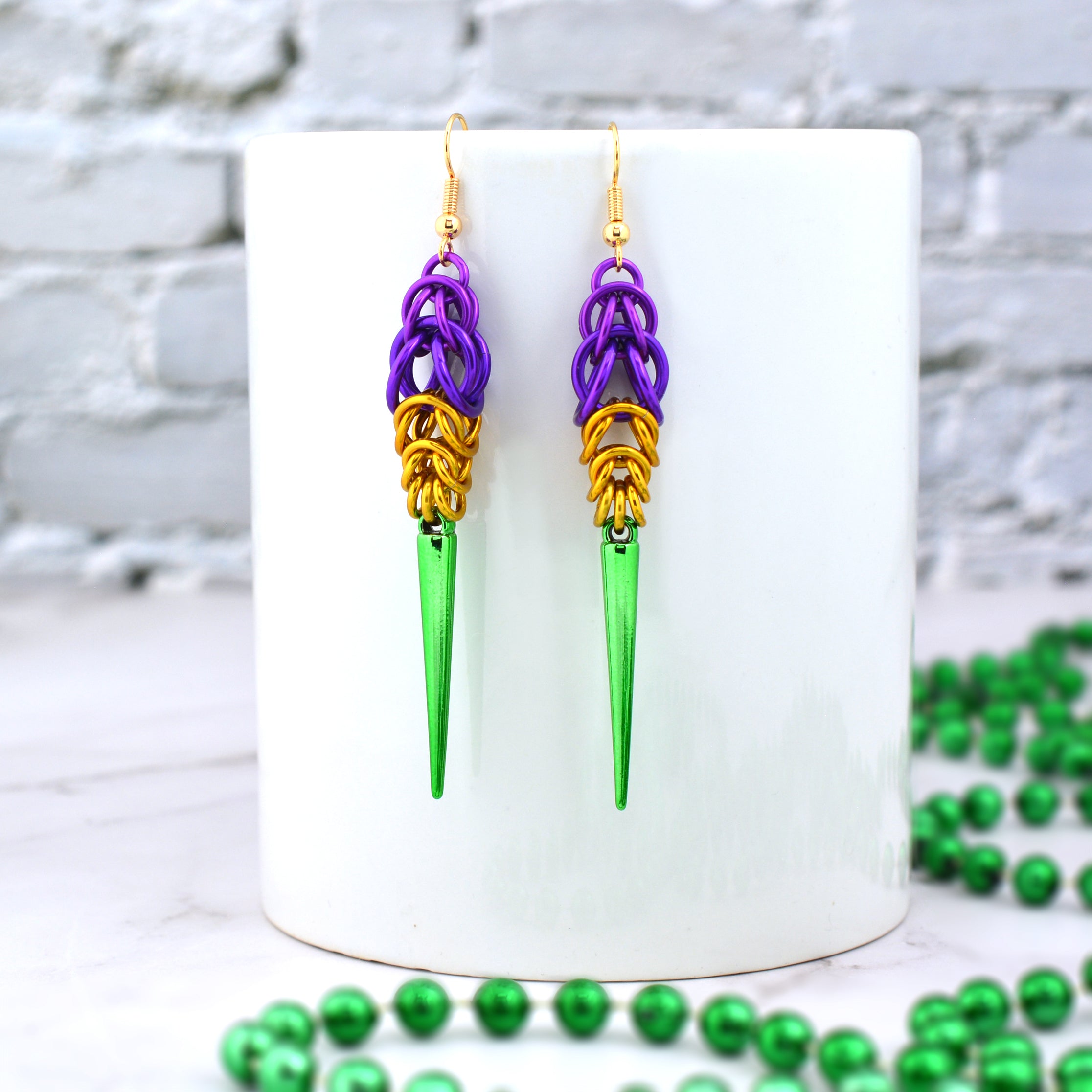Mardi Gras Spike Earrings