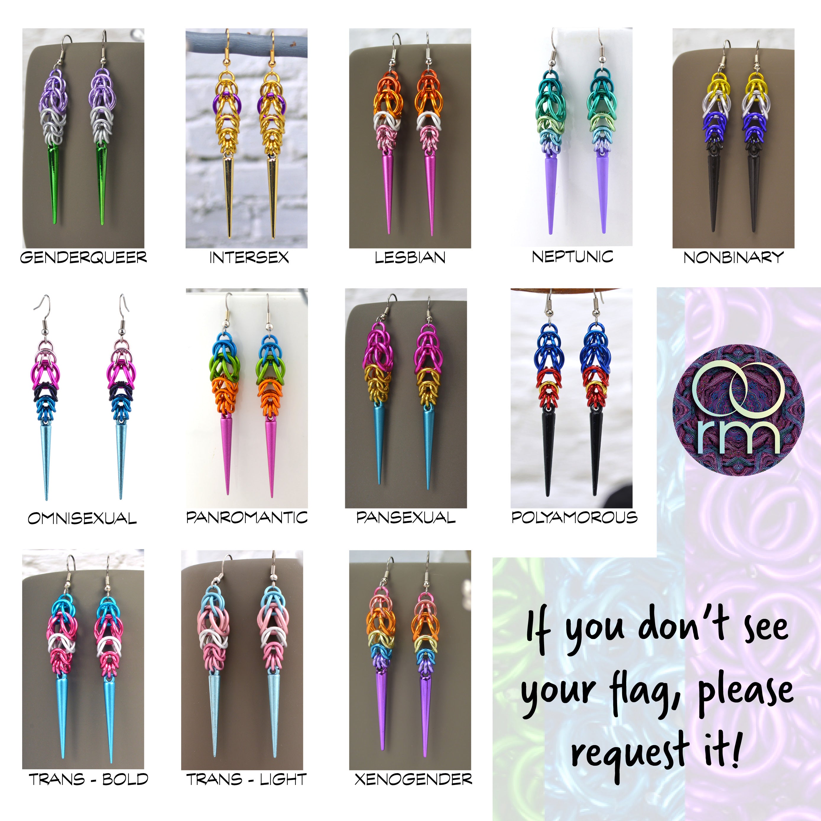 Pride Spike Earrings - Choose Your Flag