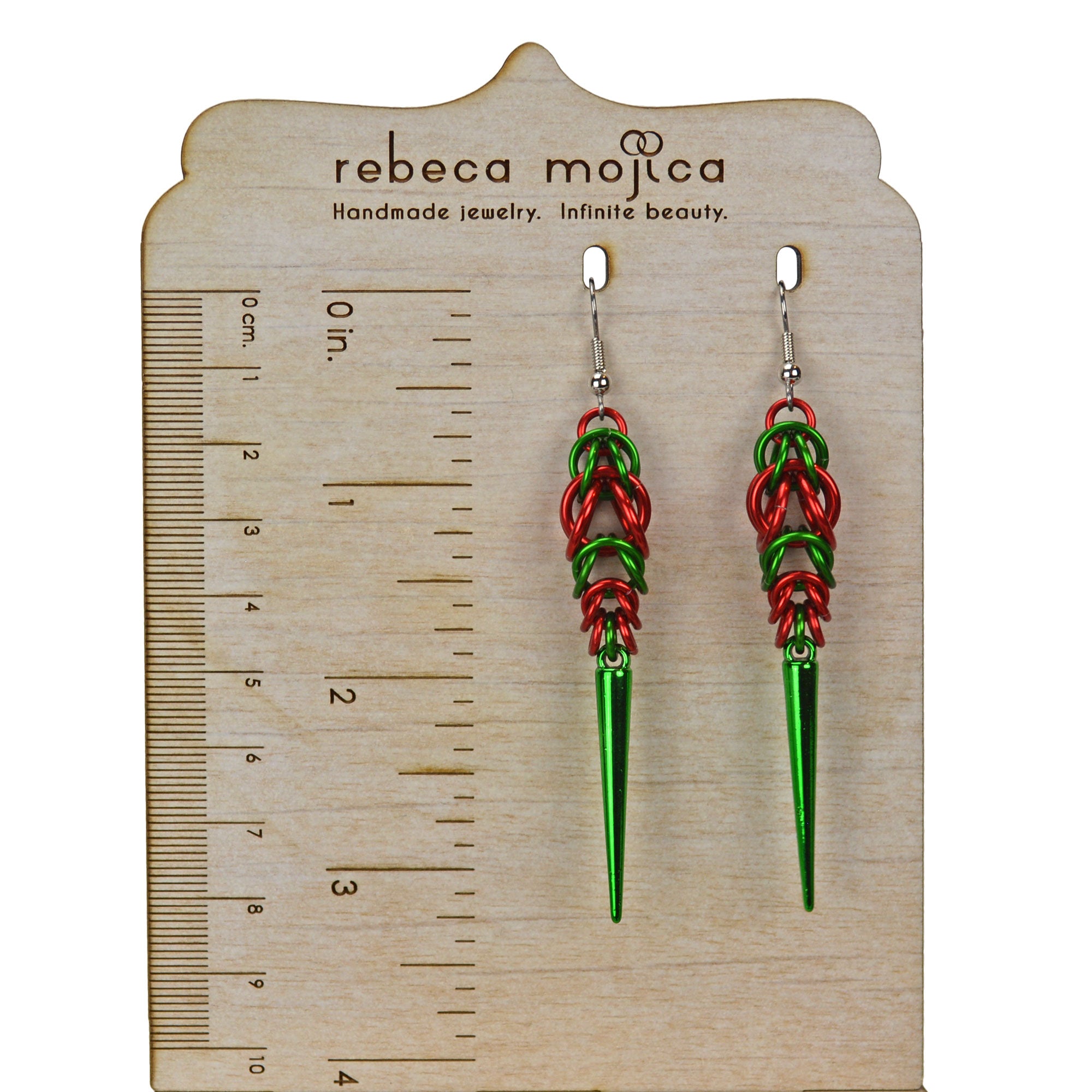 Holiday Spike Earrings - Red & Green