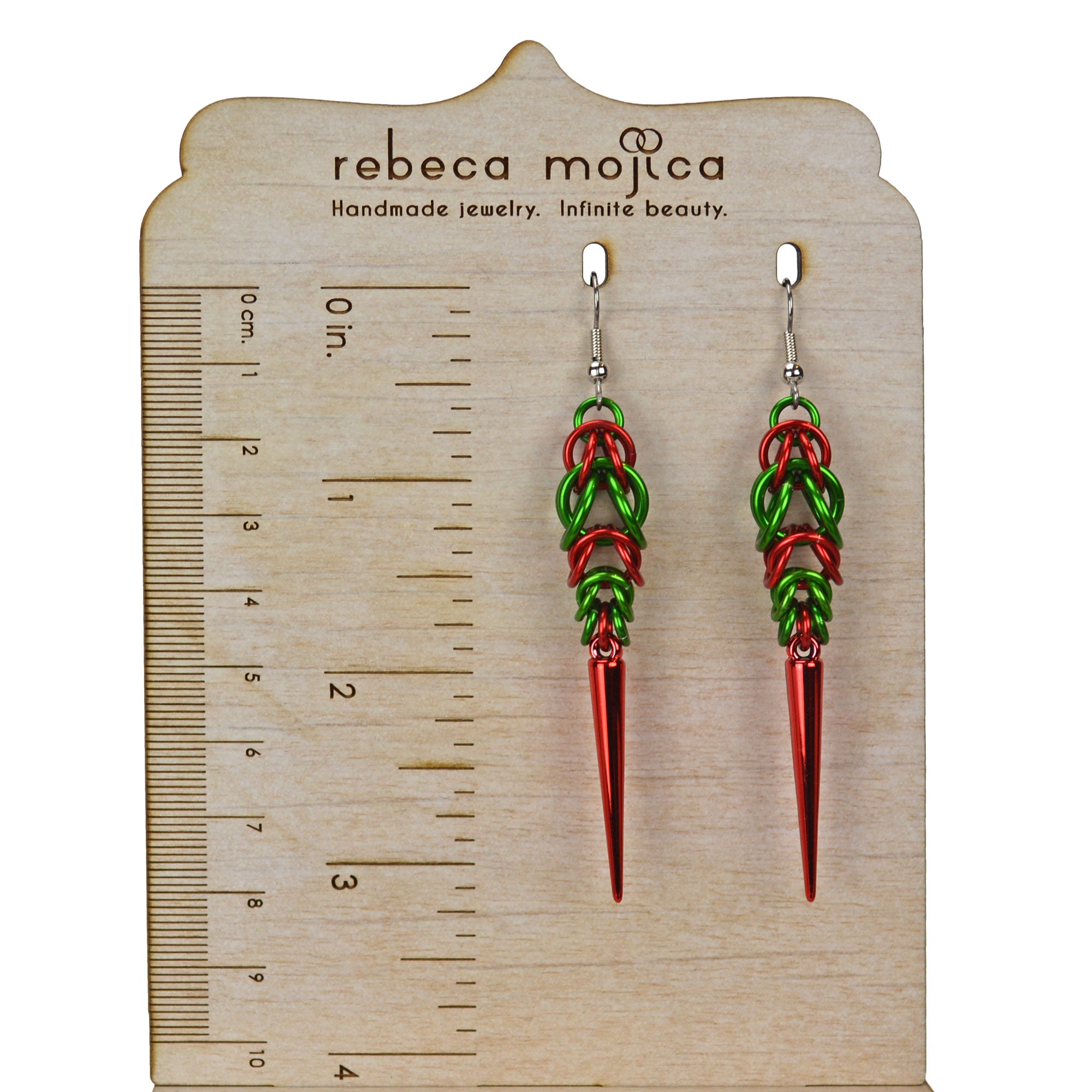 Holiday Spike Earrings - Red & Green