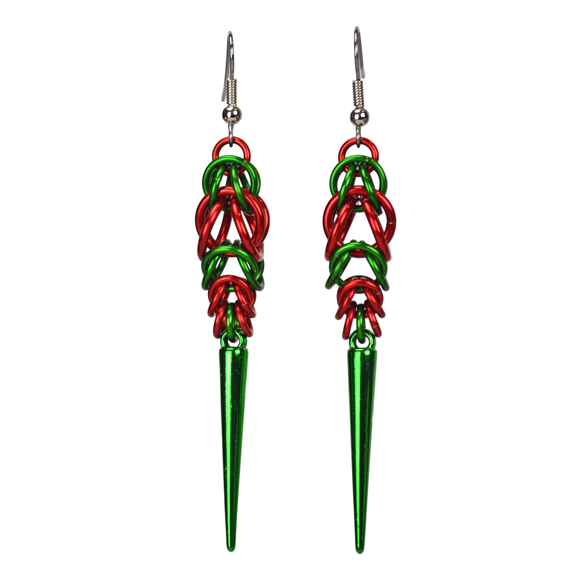 Holiday Spike Earrings - Red & Green