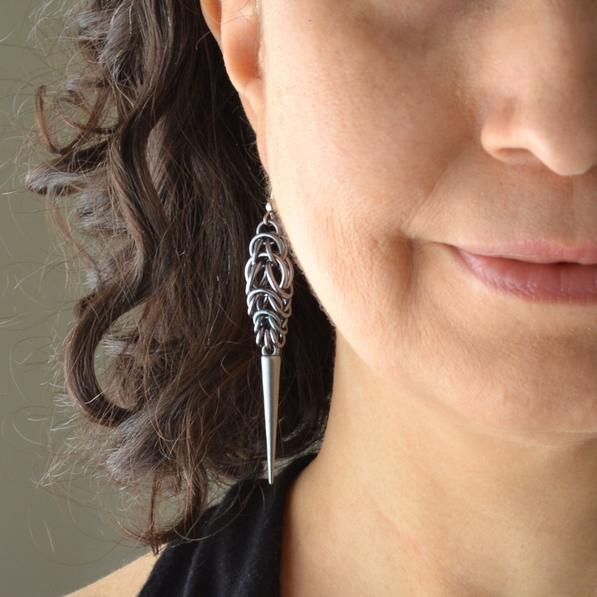 Spike Earrings - Grey