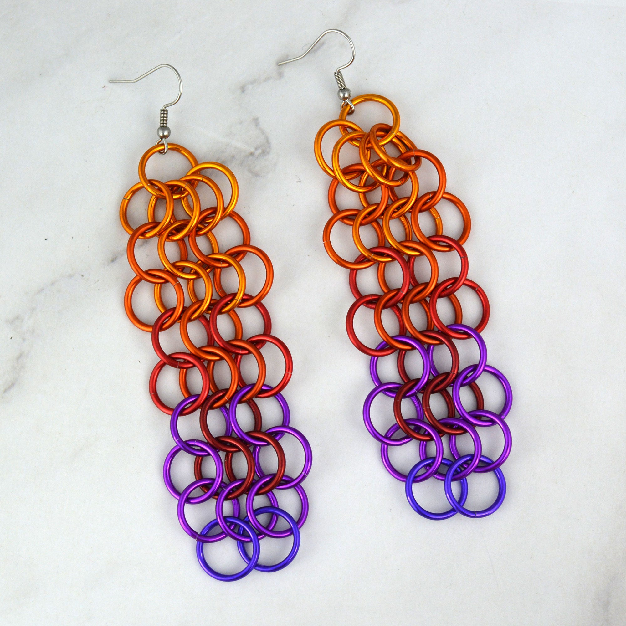 Long Mesh Earrings - Sunset