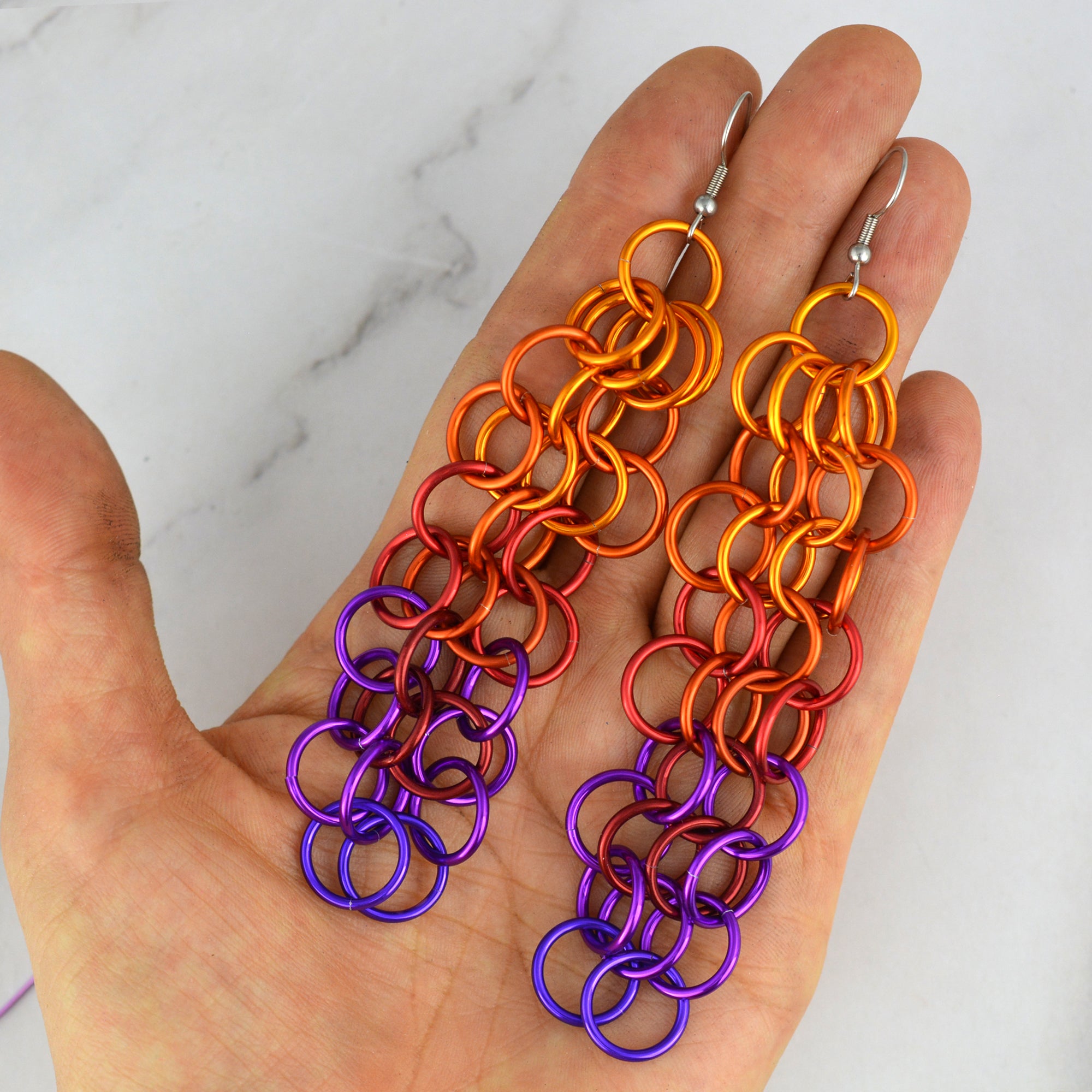 Long Mesh Earrings - Sunset
