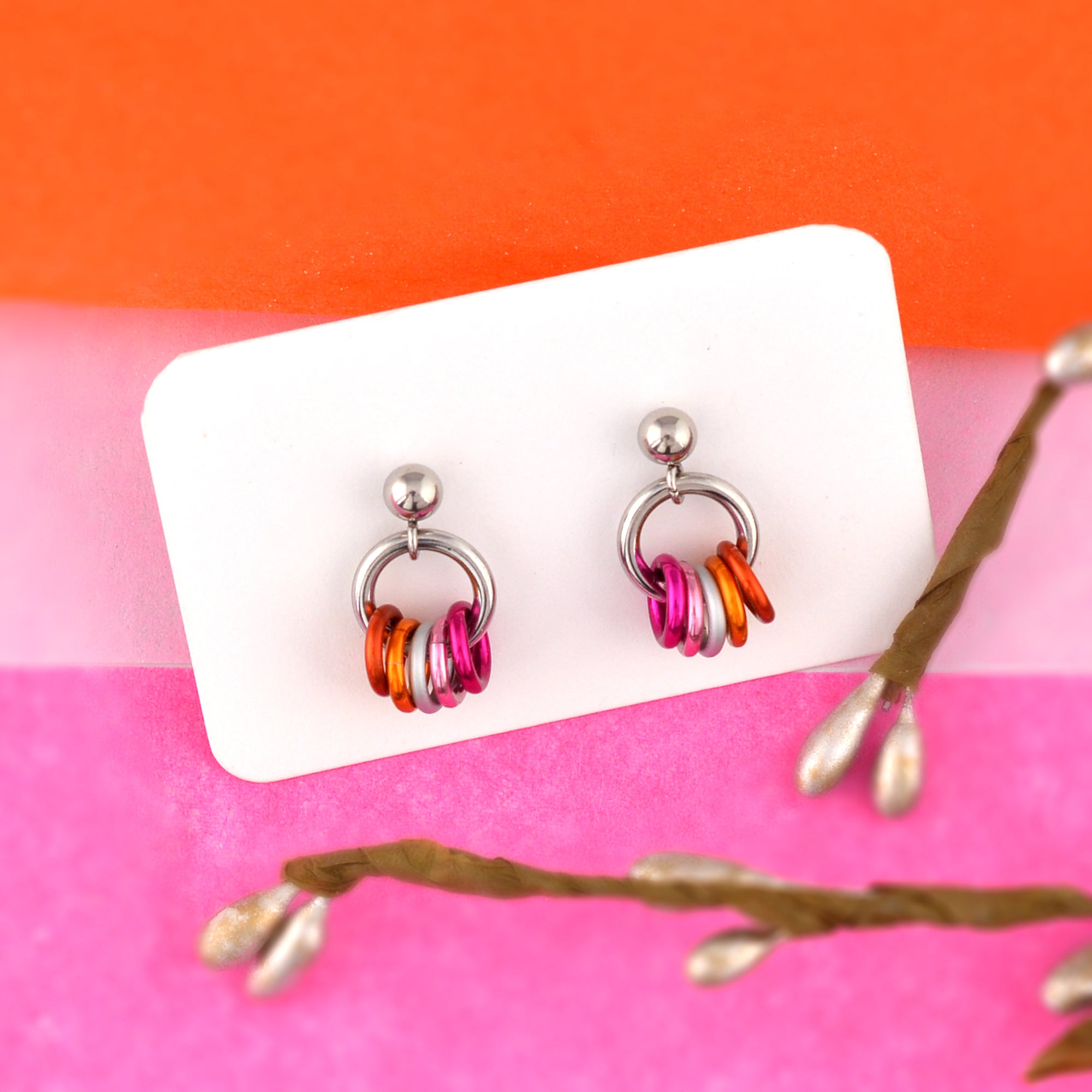 Lesbian Pride - Tiny Flag Earring Studs