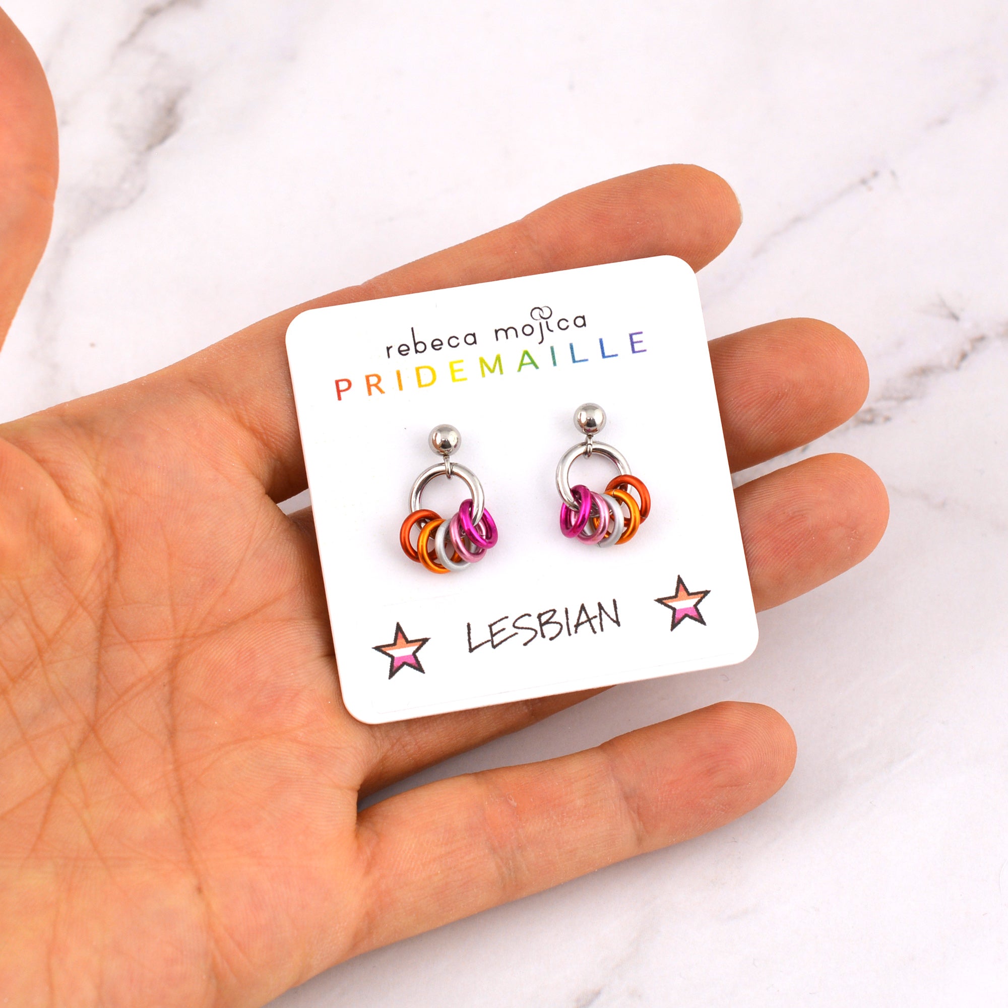 Lesbian Pride - Tiny Flag Earring Studs