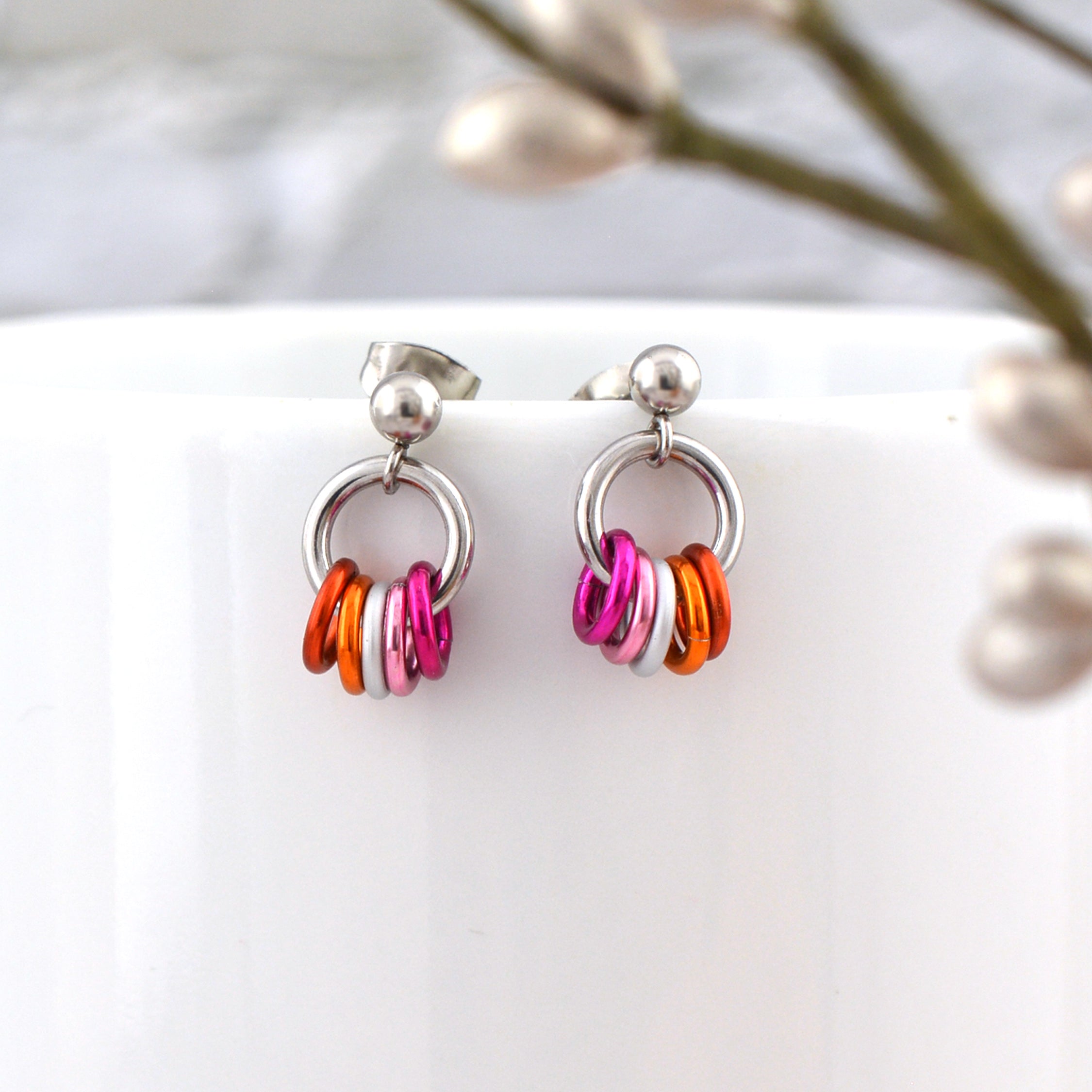 Lesbian Pride - Tiny Flag Earring Studs
