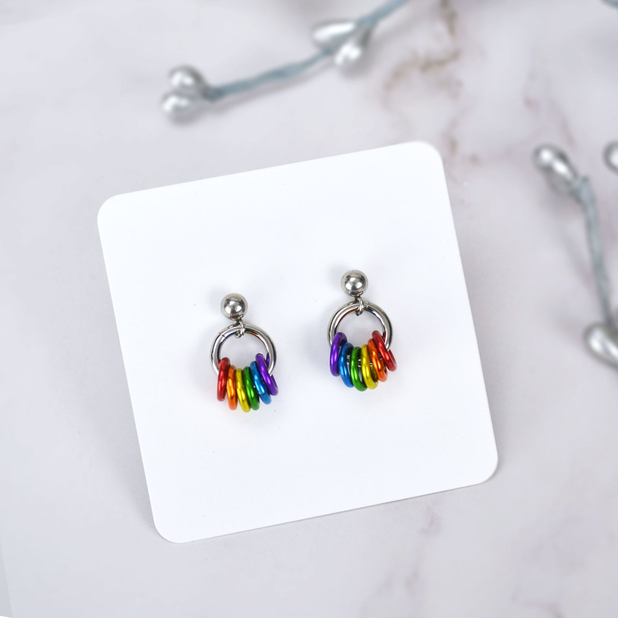 Rainbow Pride - Tiny Flag Earring Studs