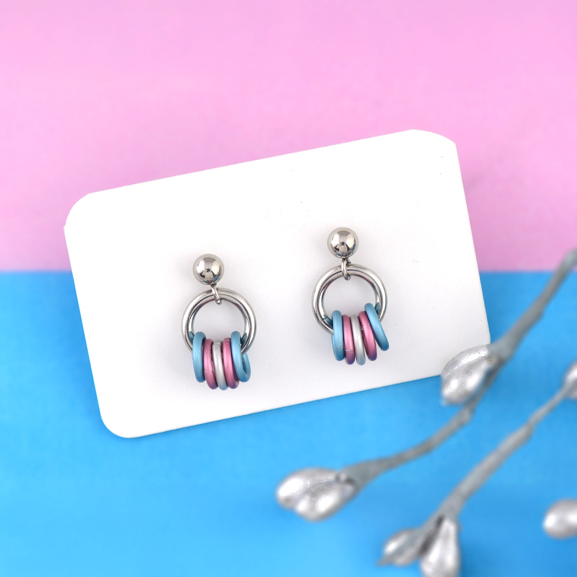 Transgender Pride - Tiny Flag Earring Studs