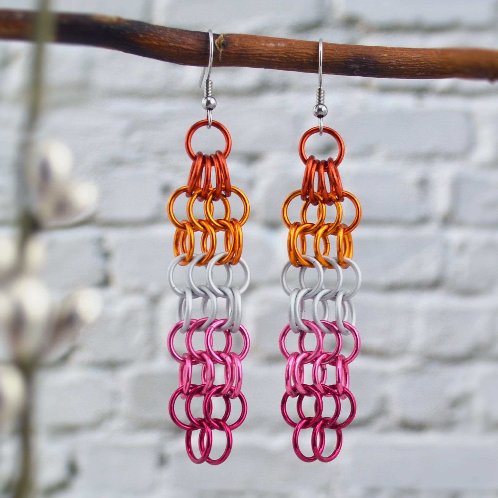 Lesbian Pride - Medium Mesh Earrings