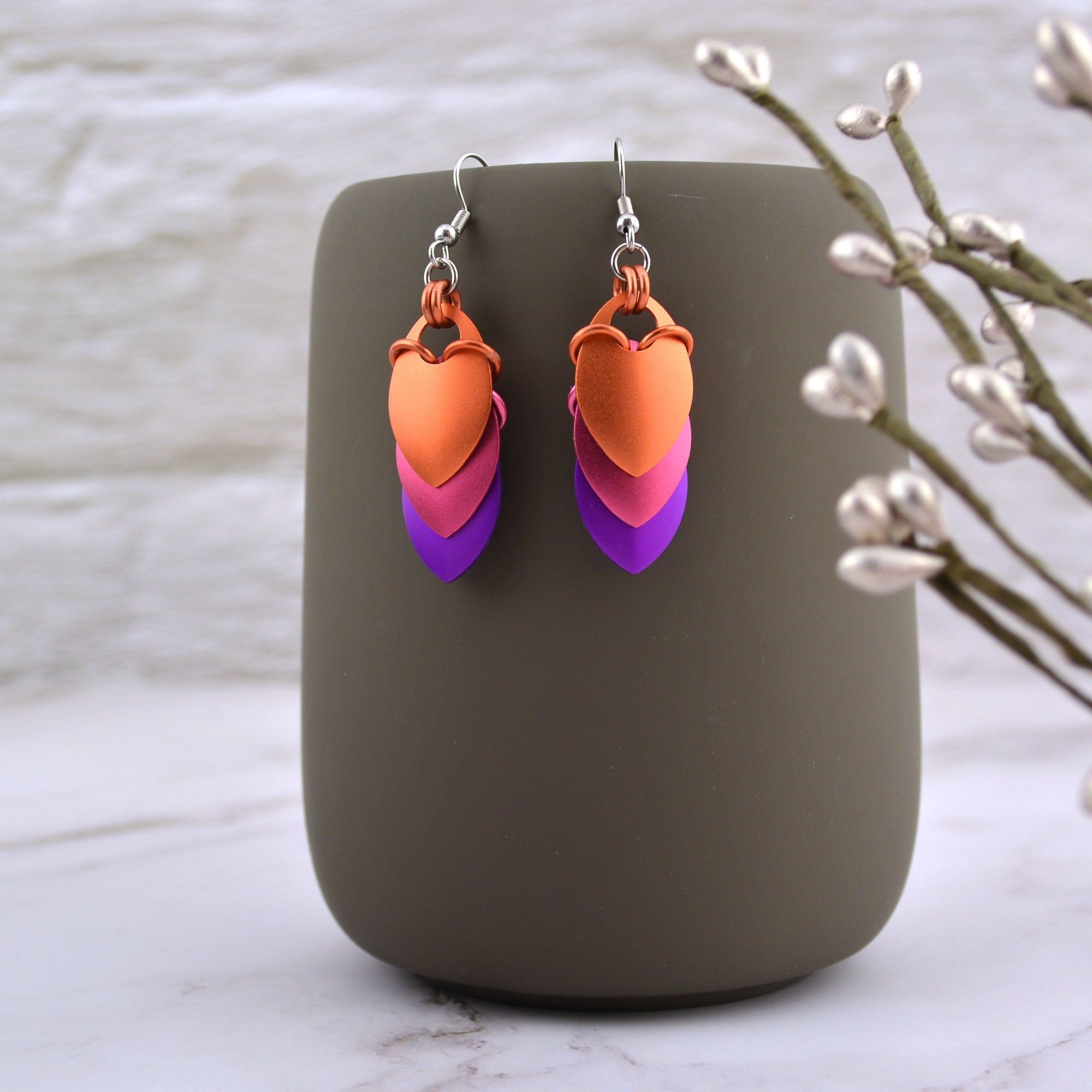 Chevron (Short) Earrings - Pink Sunrise
