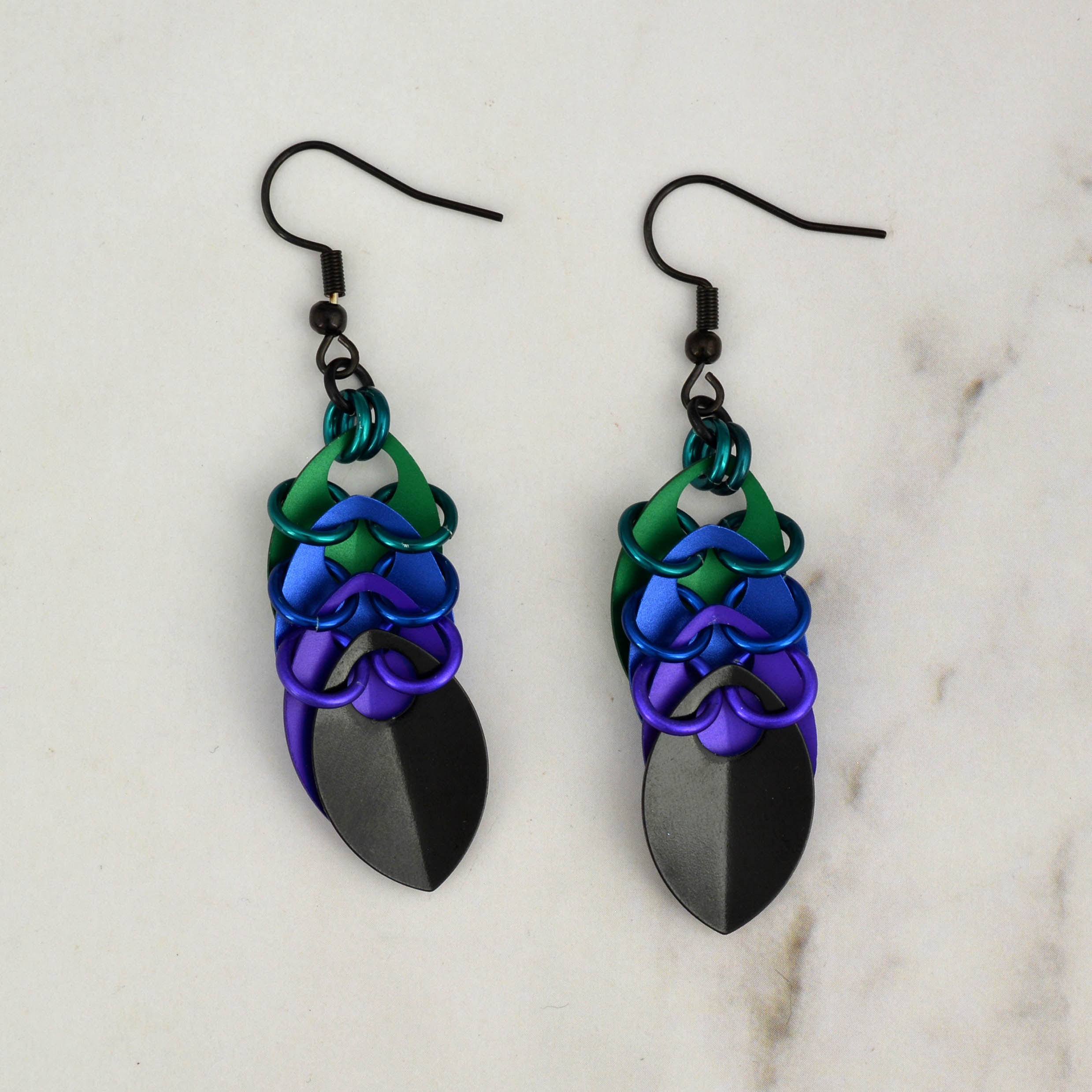 Chevron Short Earrings - Dark Mermaid