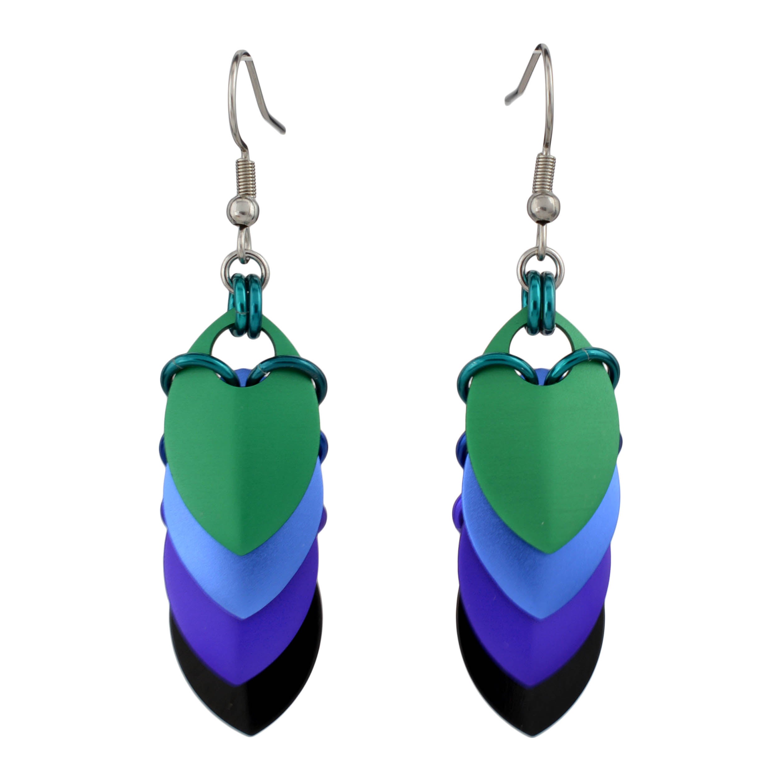 Chevron Short Earrings - Dark Mermaid
