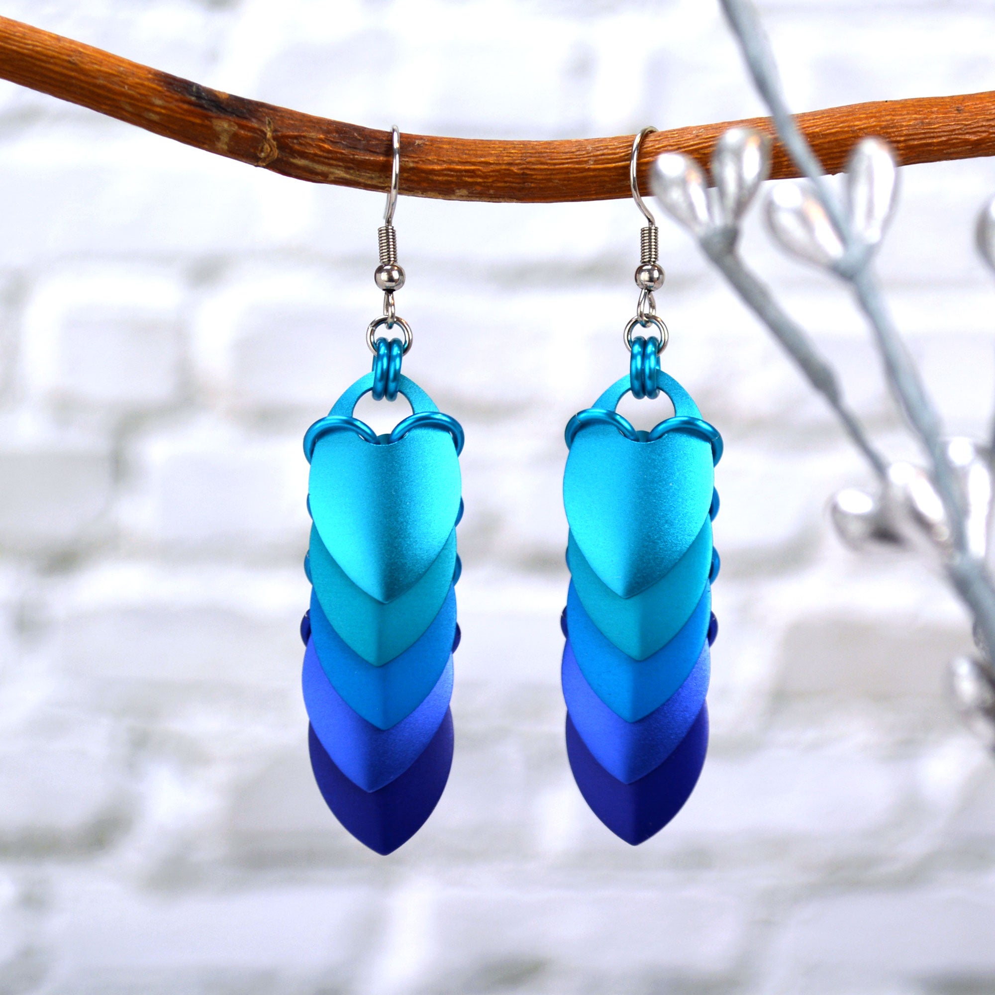 Chevron (Medium) Earrings - Blue Ombre