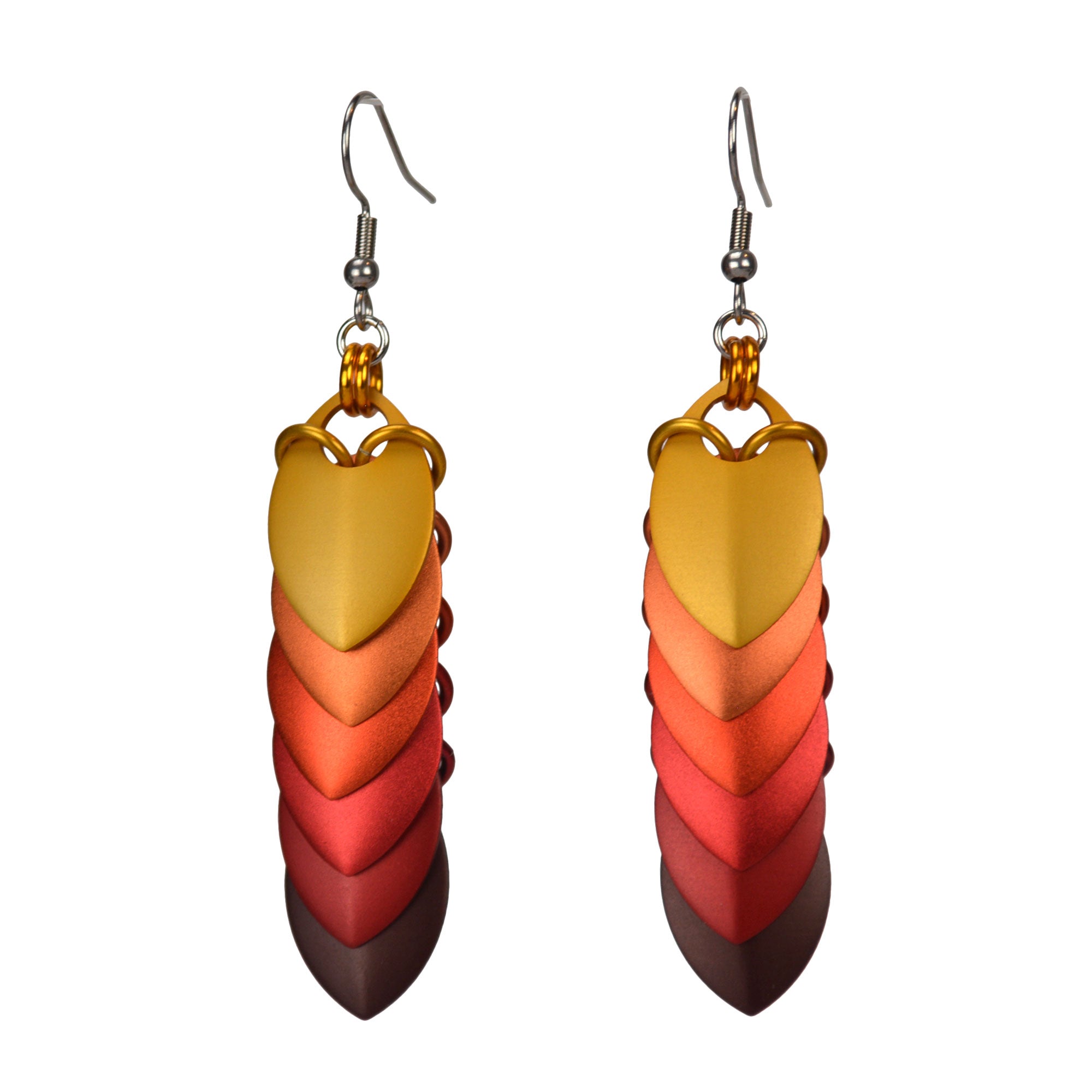 Chevron (Long) Earrings - Autumn Leaves