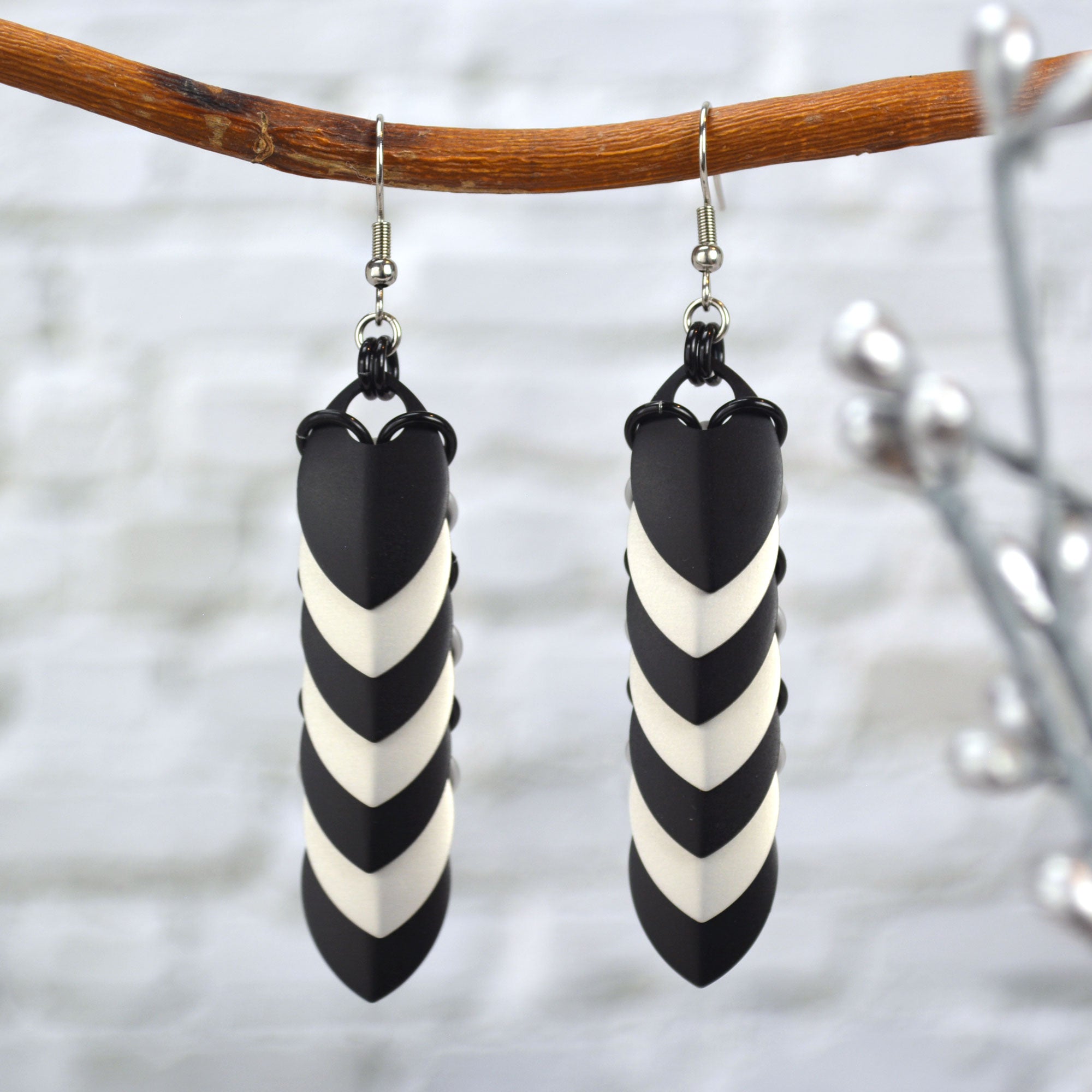 Chevron (Long) Earrings - Zebra Stripe
