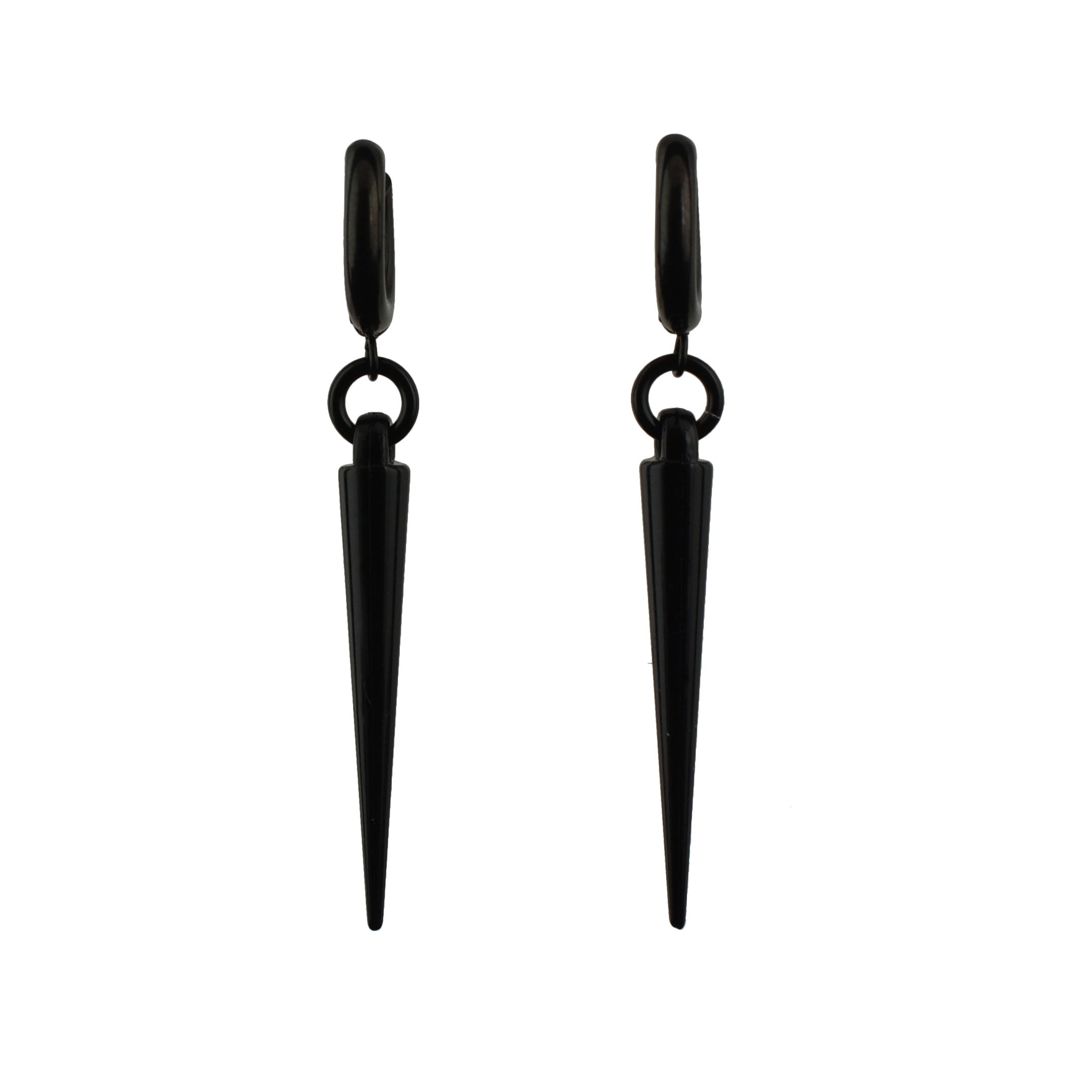 Black Huggie Spike Earrings