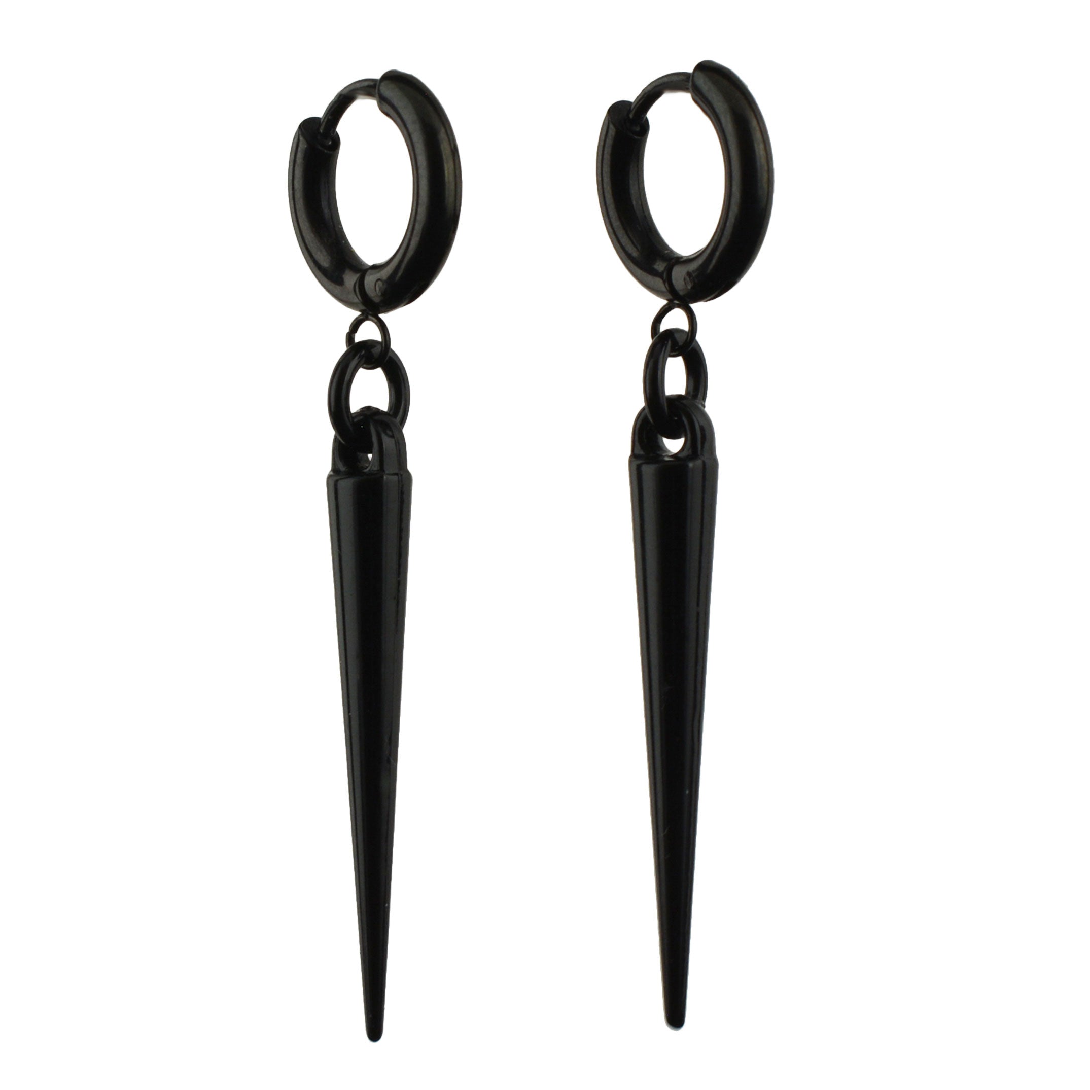 Black Huggie Spike Earrings