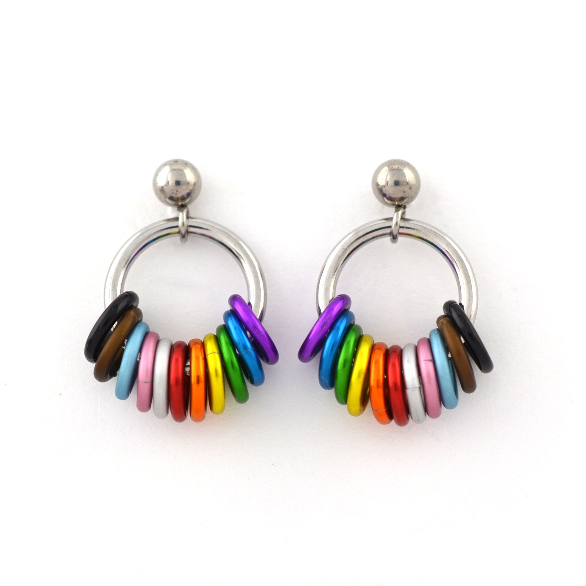 Rainbow Progress Pride - Small Hoop Earring on Post