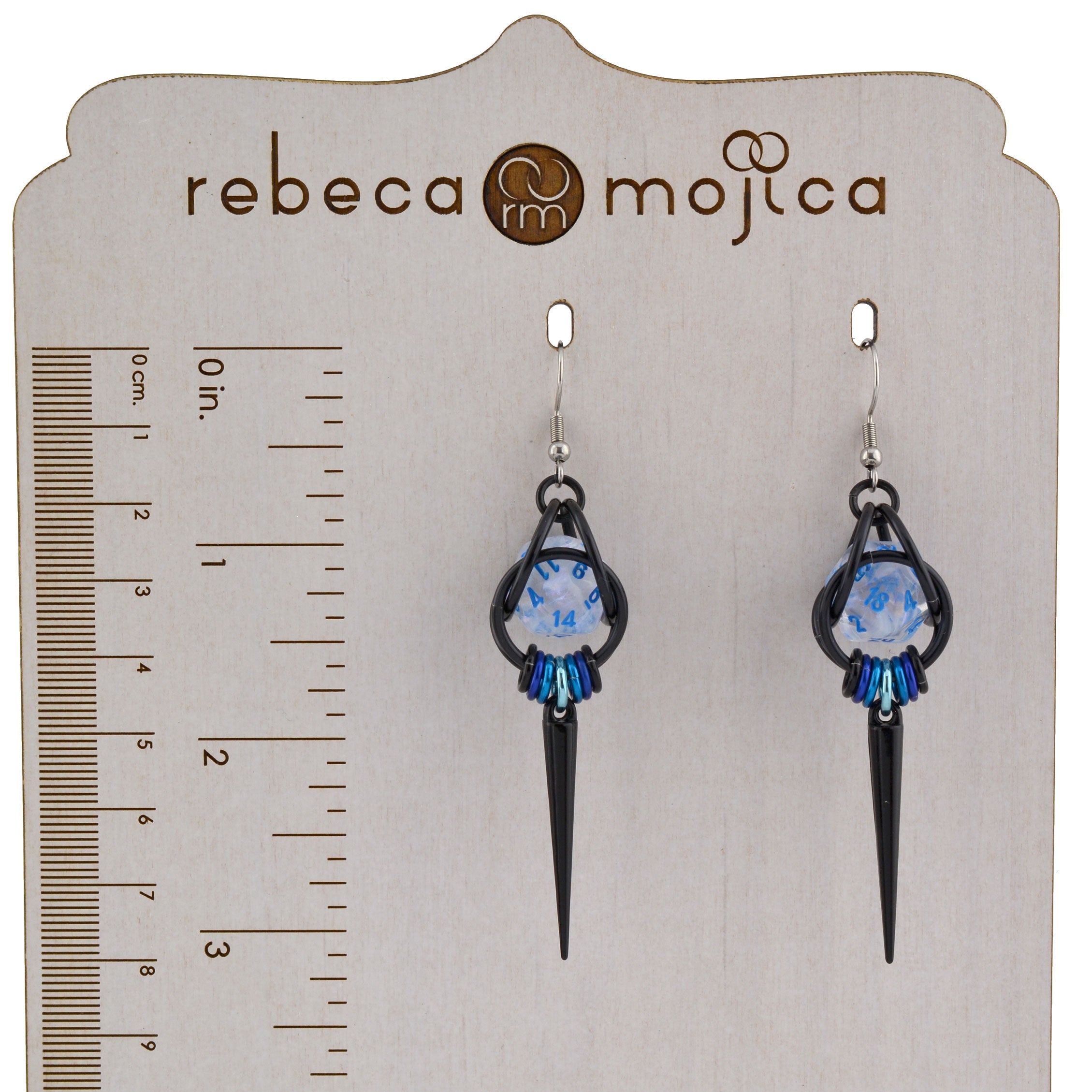 Black Spike UV Reactive d20 Earrings