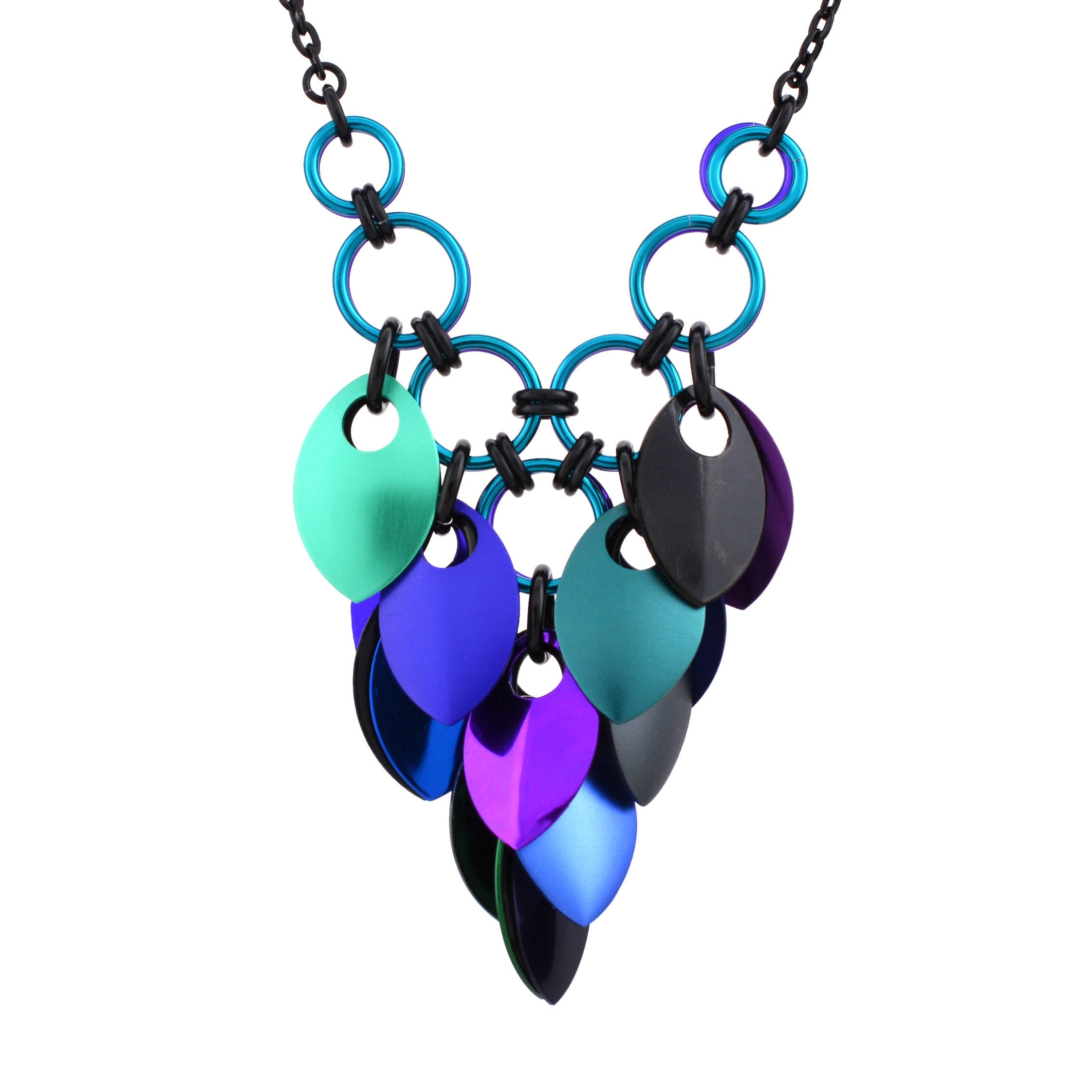 Cascading Leaves V Necklace - Dark Mermaid