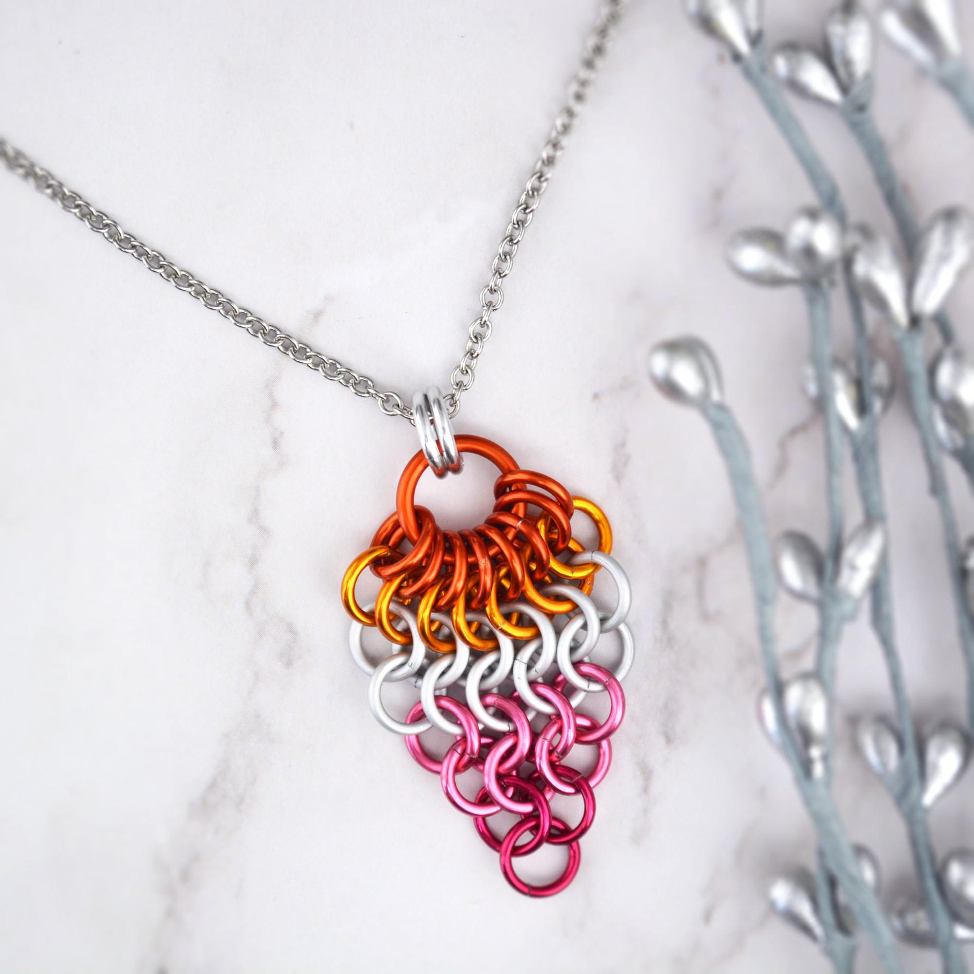 Lesbian Pride Mesh Cluster Pendant