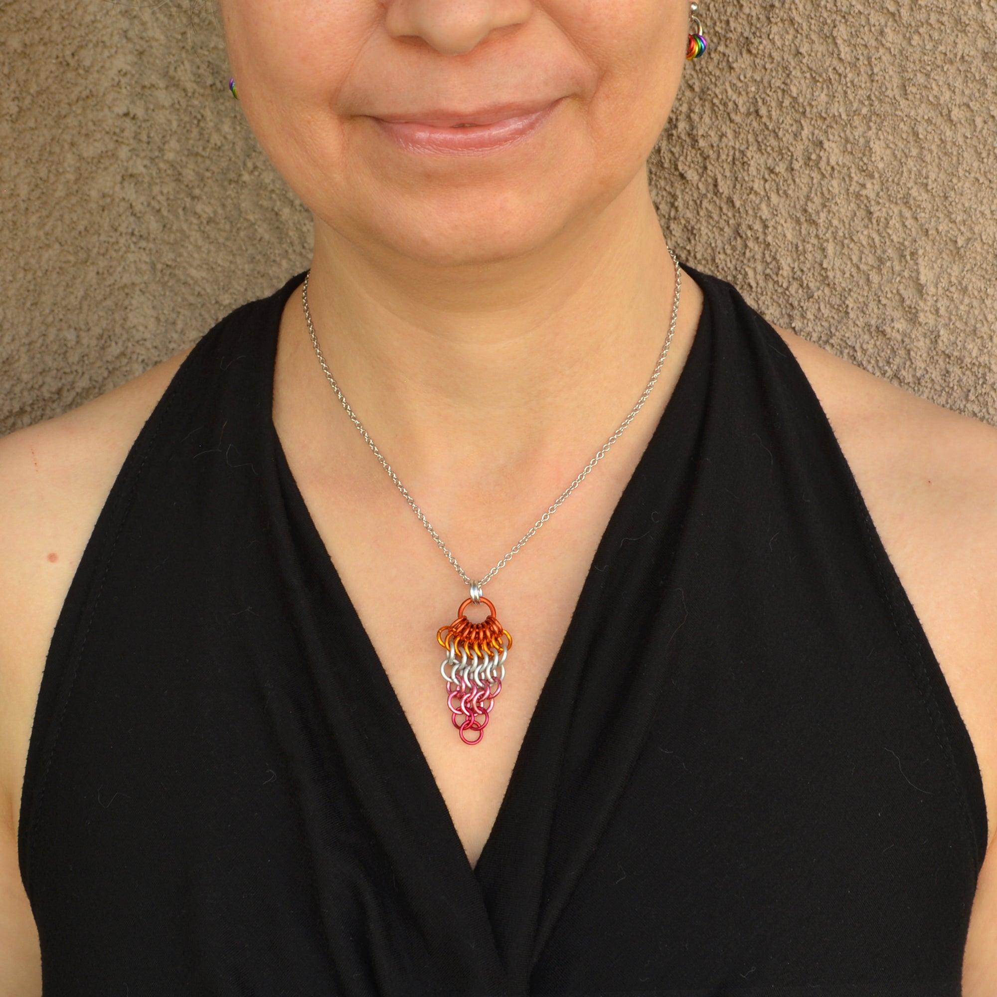 Lesbian Pride Mesh Cluster Pendant