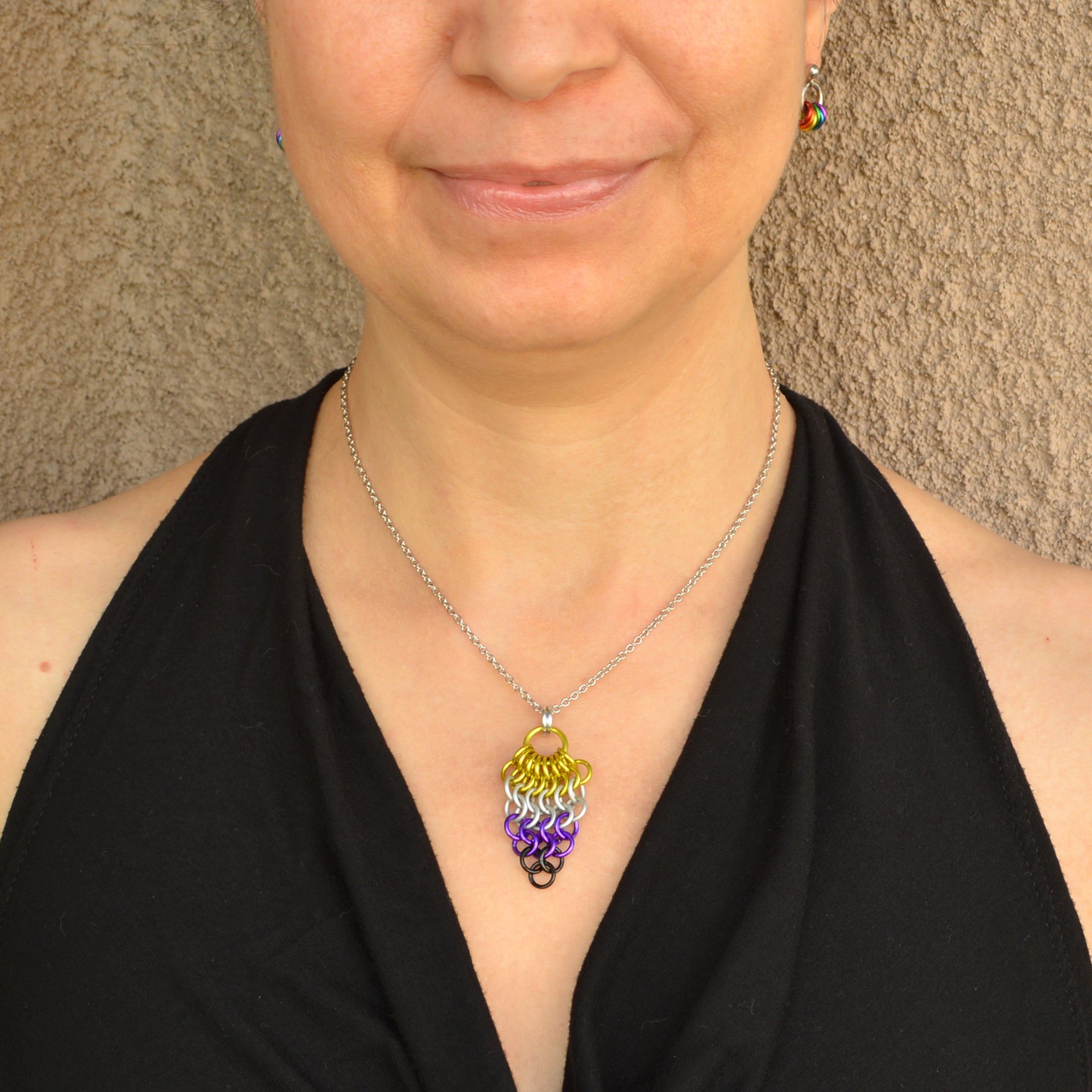Nonbinary Pride Mesh Cluster Pendant