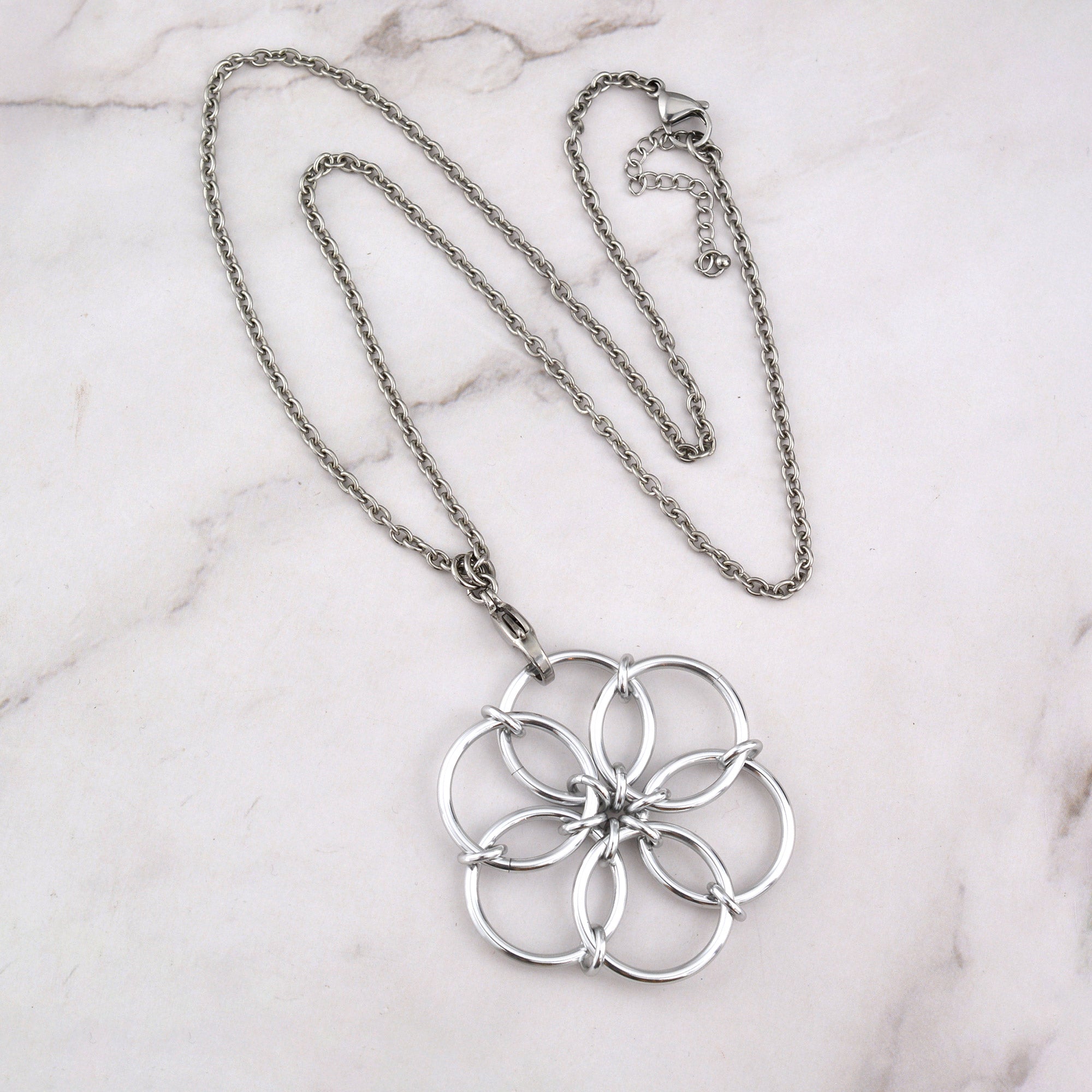 Seed of Life Fidget Necklace - Silver