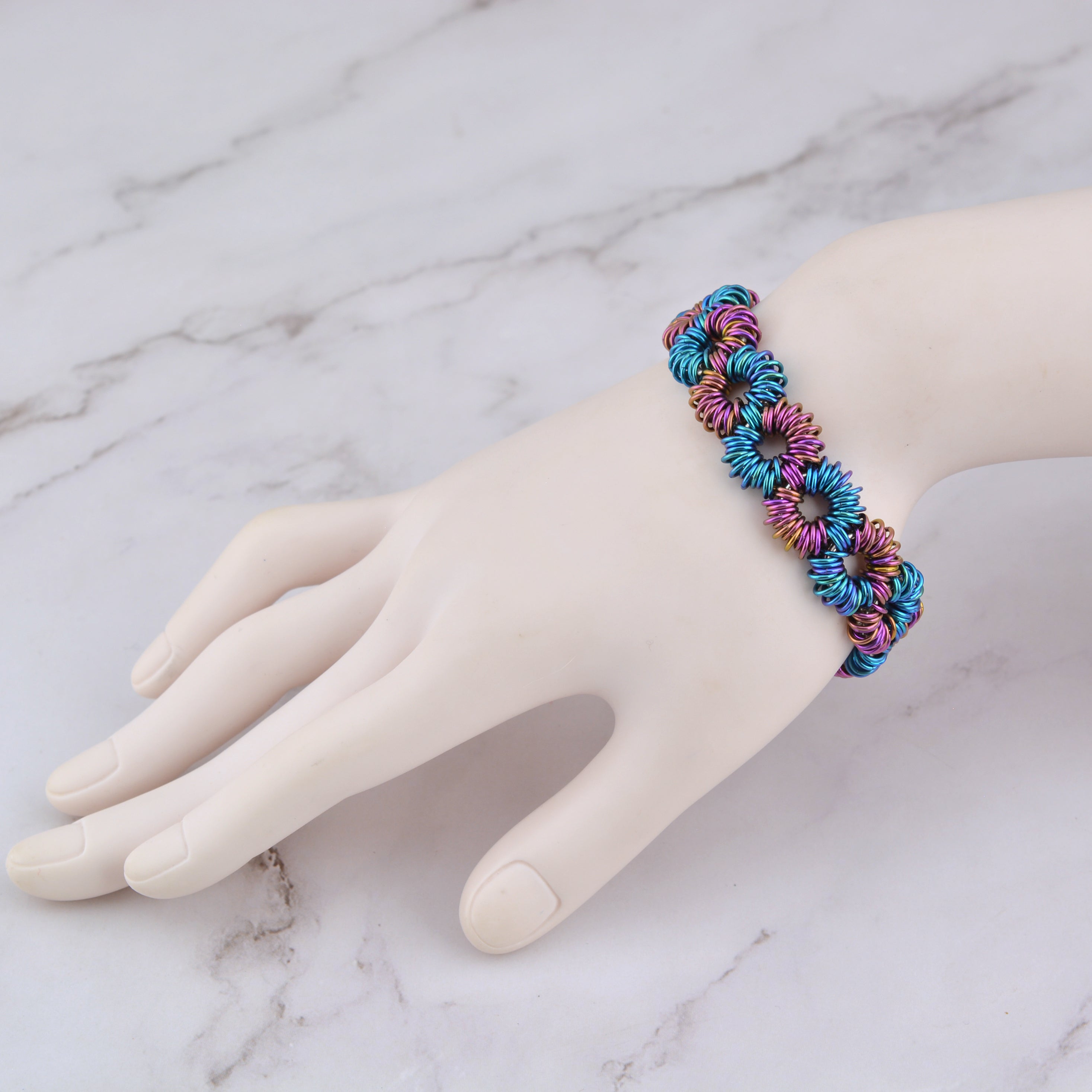 SALE: Coiled DNA Niobium & Sterling Bracelet - SMALL - Approx 7"