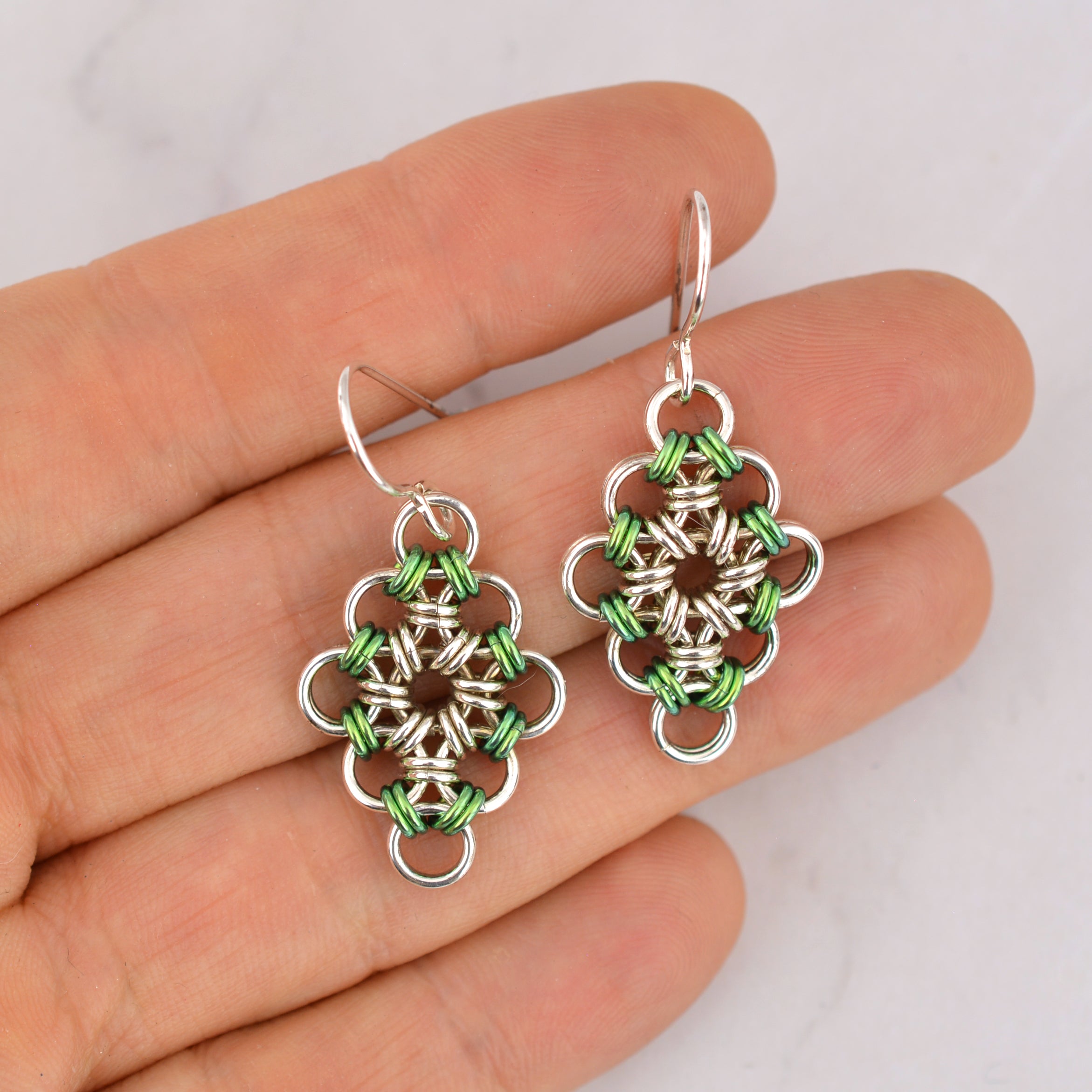 SALE: Sterling Silver + Niobium Japanese Diamond Earrings