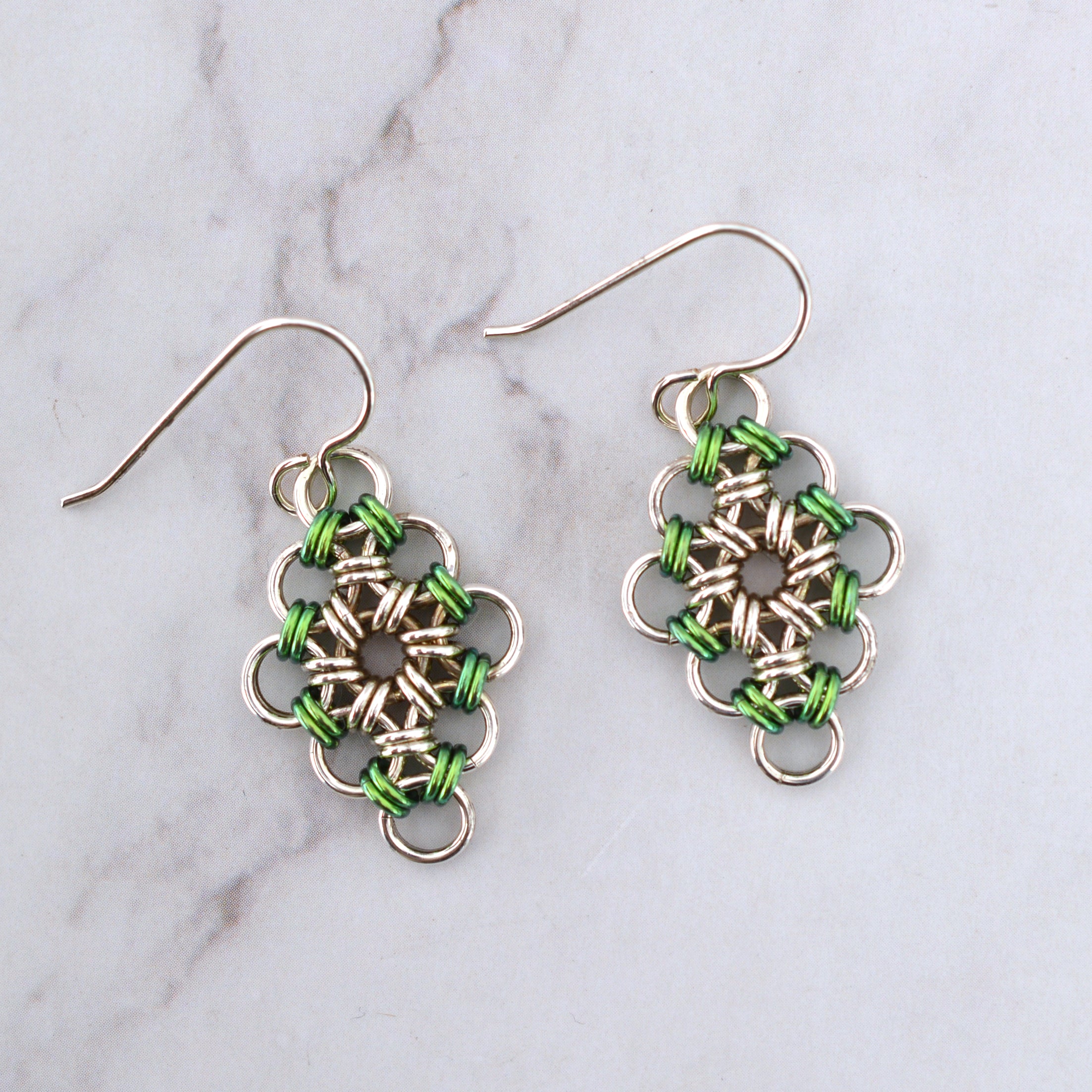 SALE: Sterling Silver + Niobium Japanese Diamond Earrings
