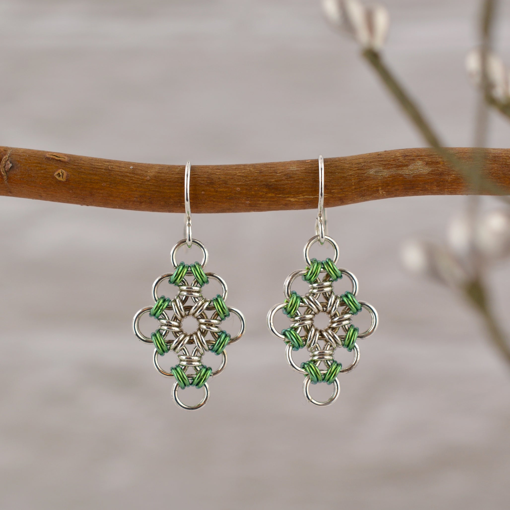 SALE: Sterling Silver + Niobium Japanese Diamond Earrings