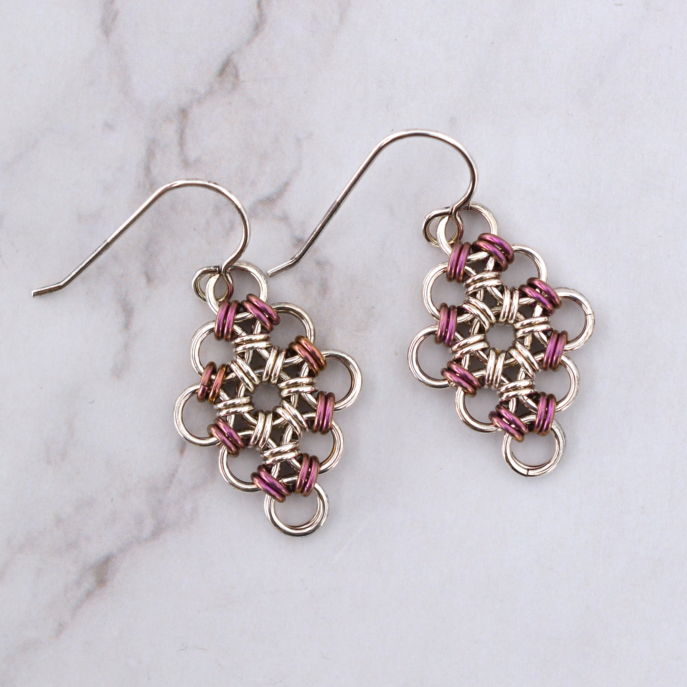 SALE: Sterling Silver + Niobium Japanese Diamond Earrings
