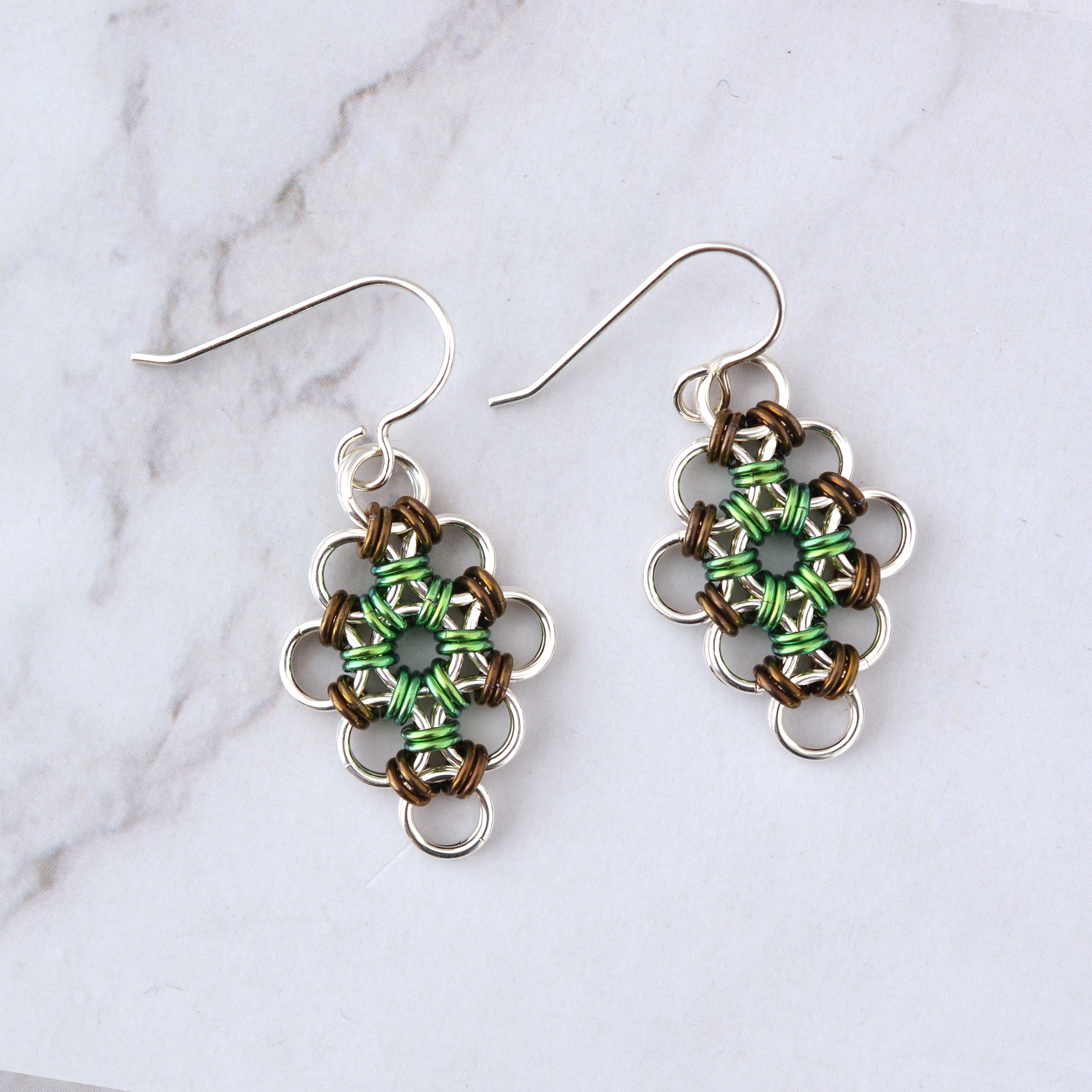 SALE: Sterling Silver + Niobium Japanese Diamond Earrings