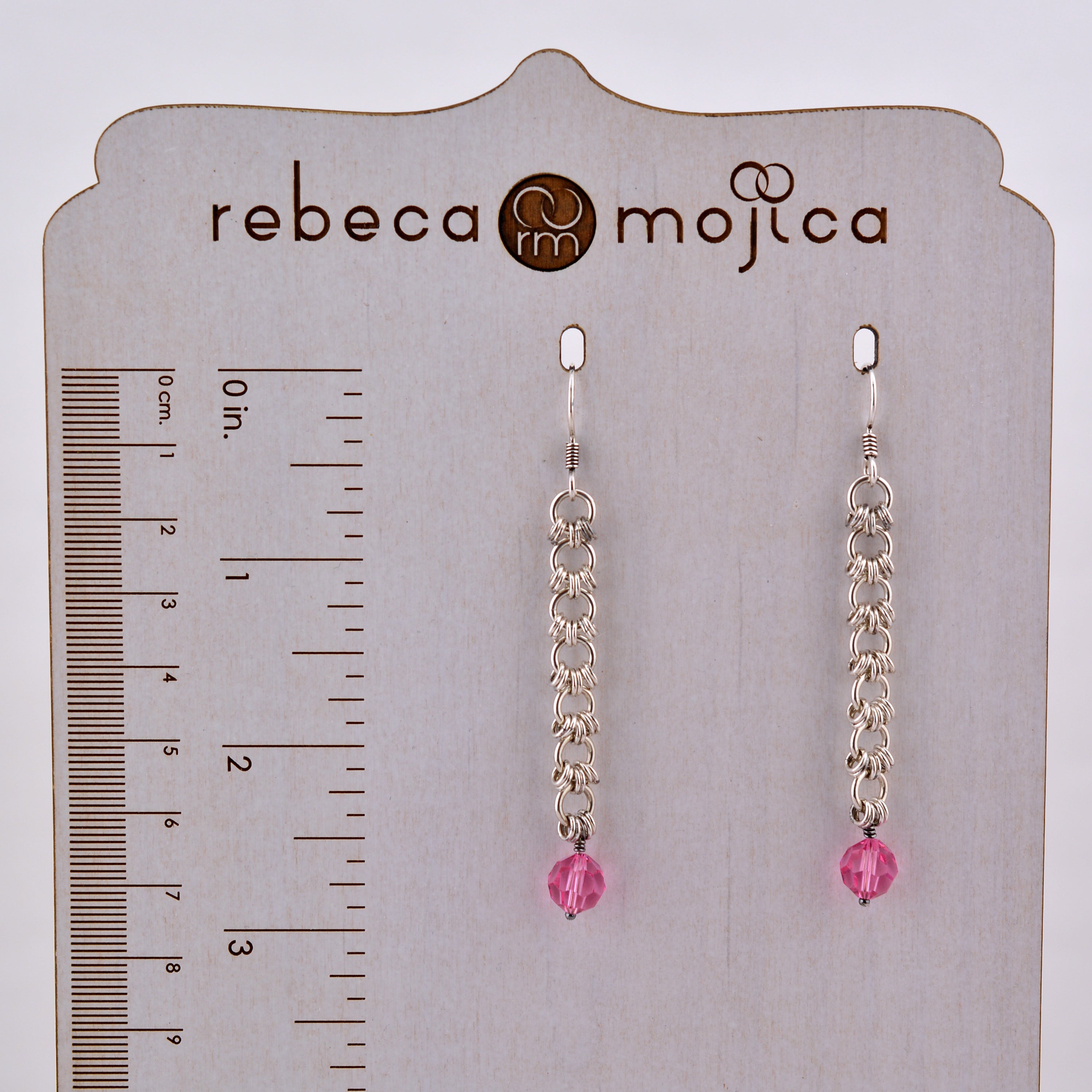 SALE: Sterling Silver Fringe Earring With Pink Crystal