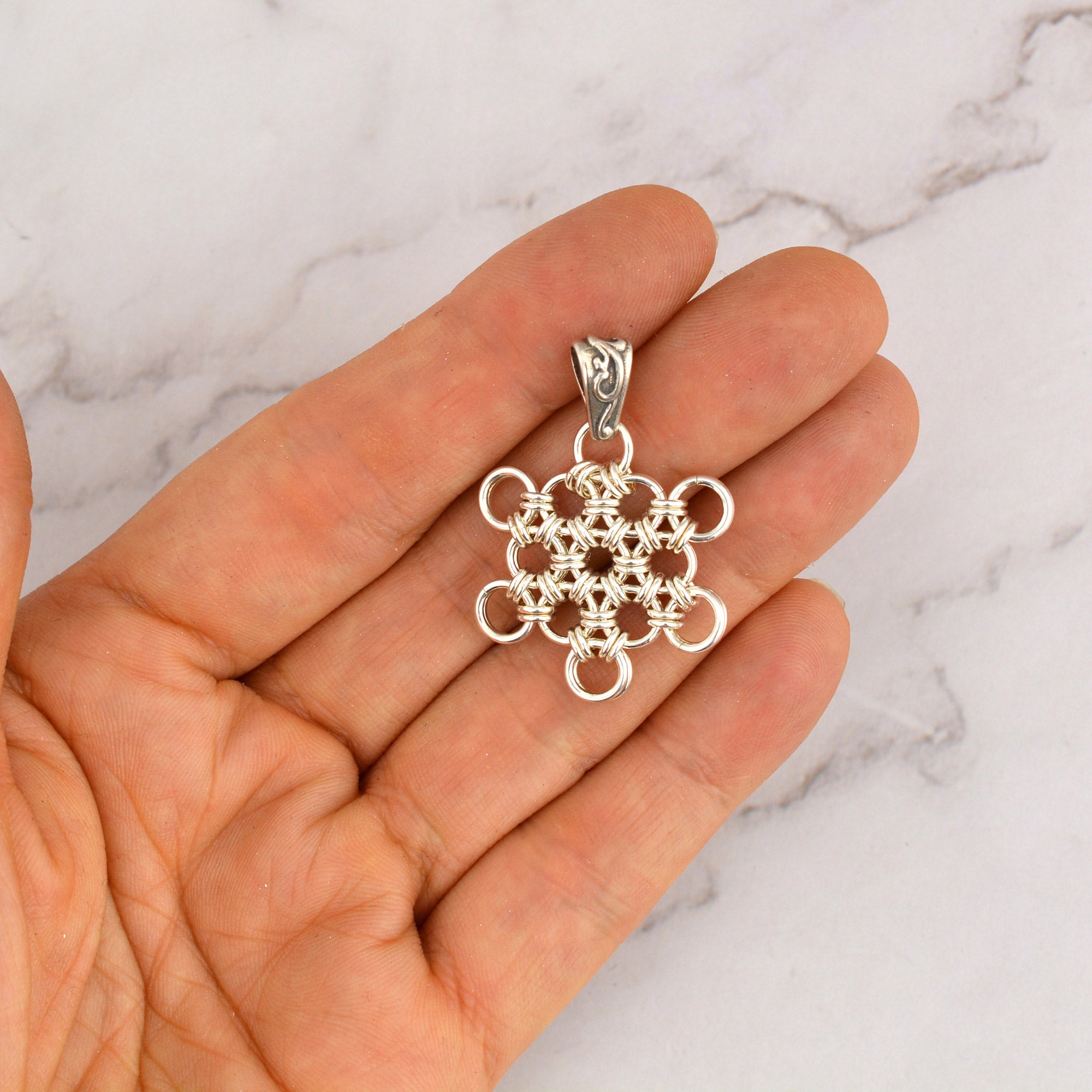 SALE: Sterling Silver Snowflake Pendant