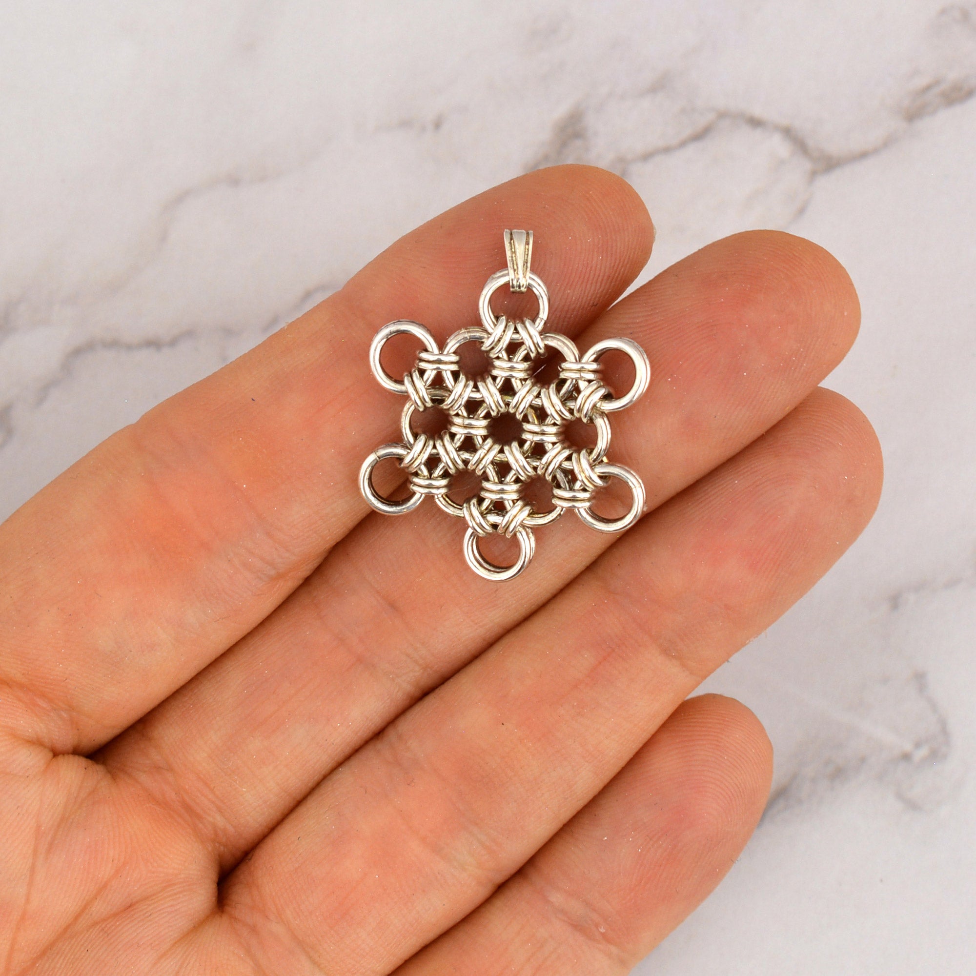 SALE: Sterling Silver Snowflake Pendant
