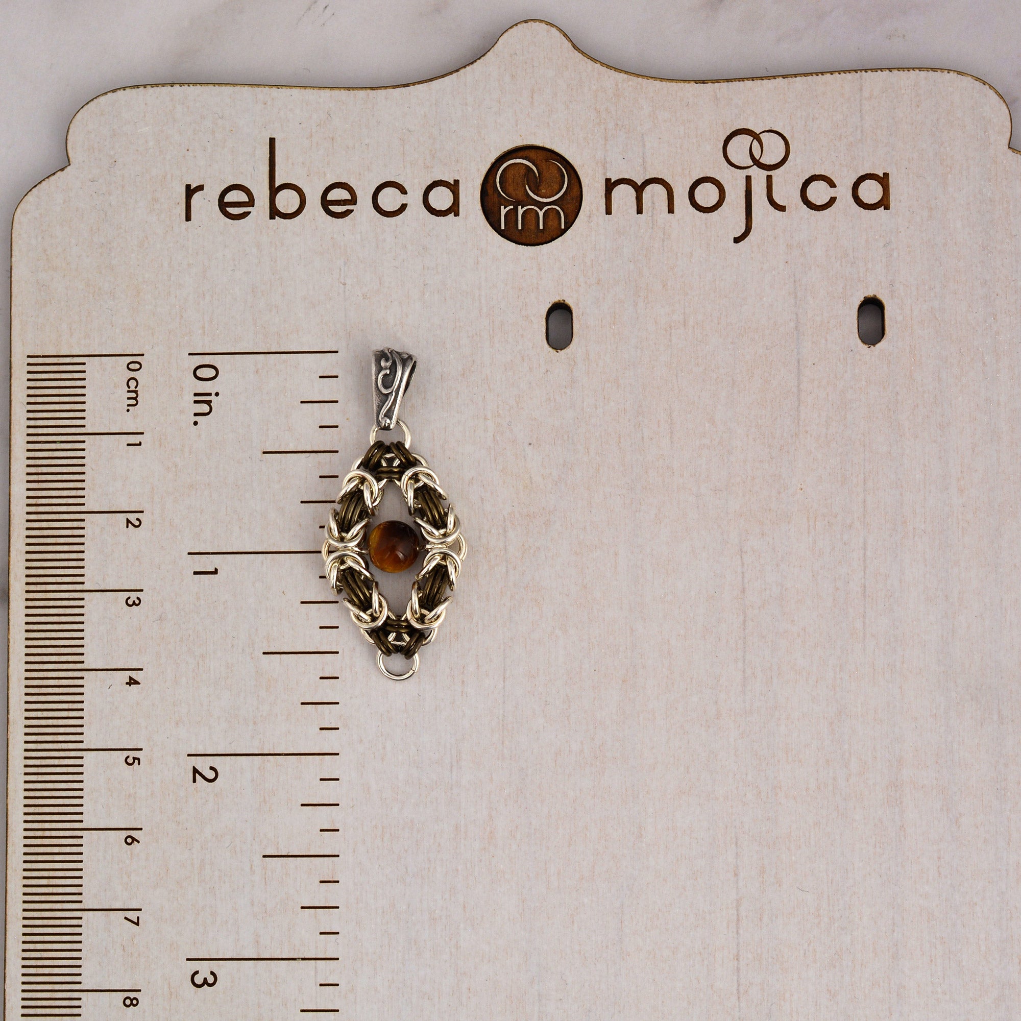 SALE: Tiger's Eye Floating Bead Pendant in Sterling Silver and Niobium