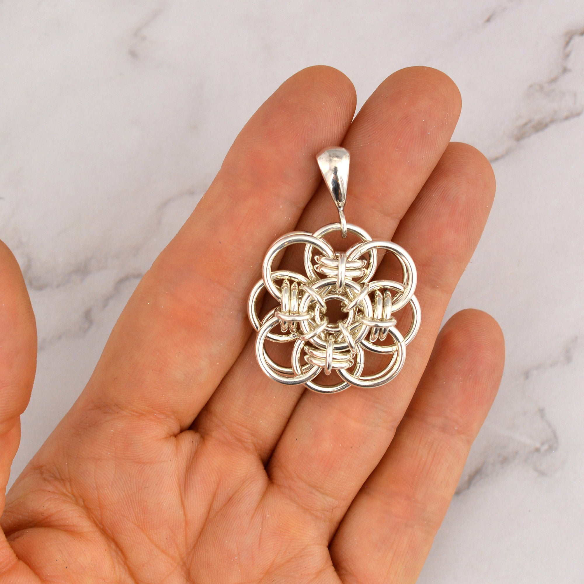 SALE: Sterling Silver Quantum Rose Pendant