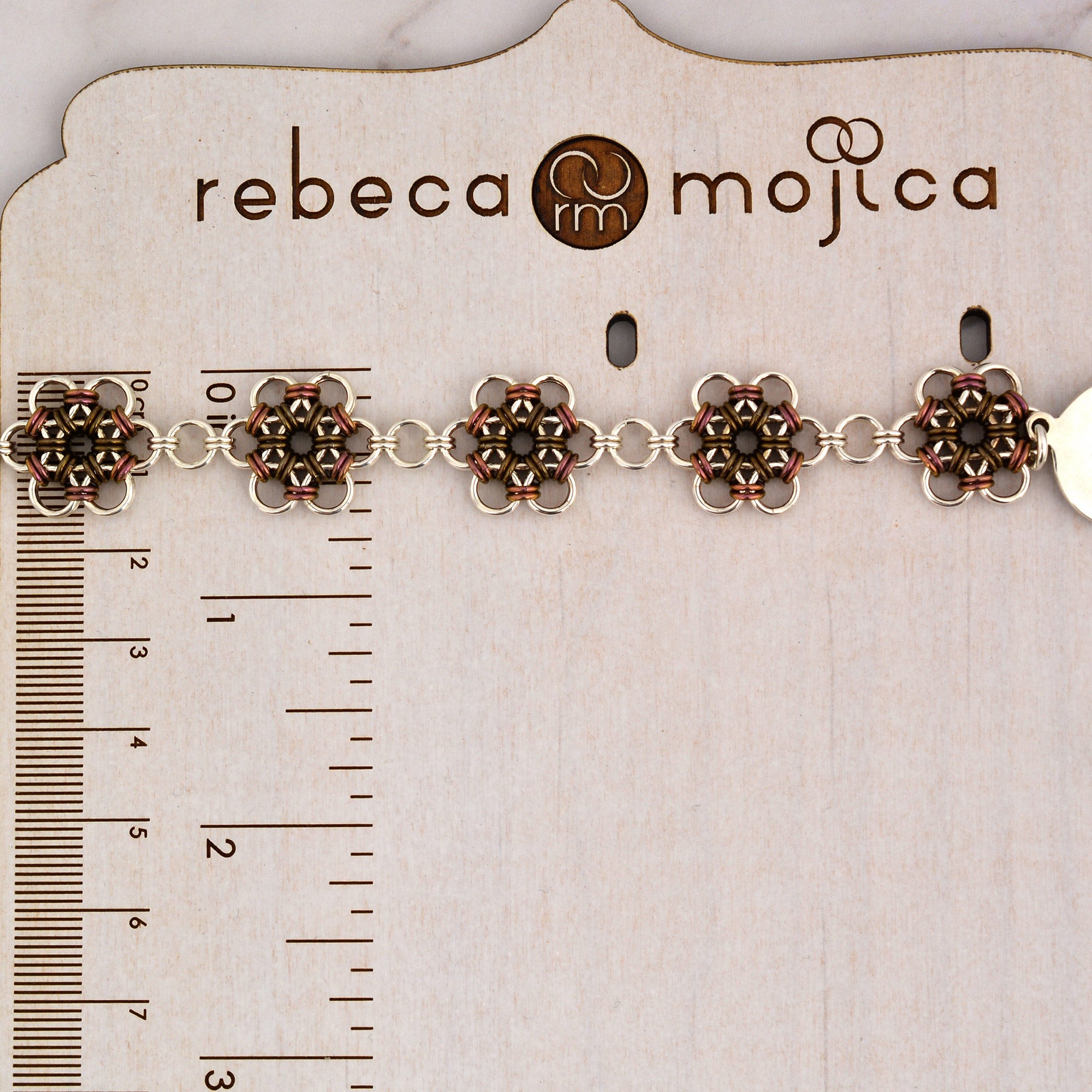 SALE: Japanese Flower Bracelet in Pink and Brown - Small (6.25")