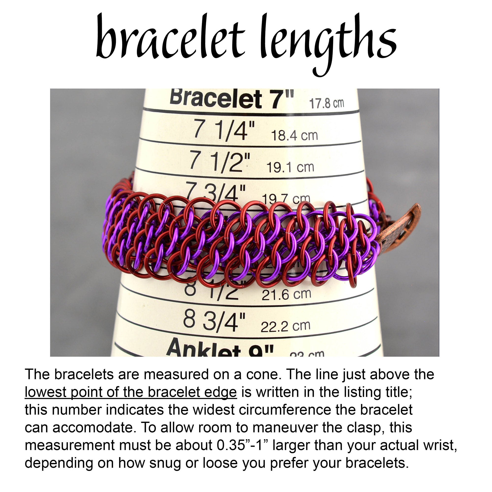 SALE: Persian Sheet Cuff in Red & Violet - Large (8.25")