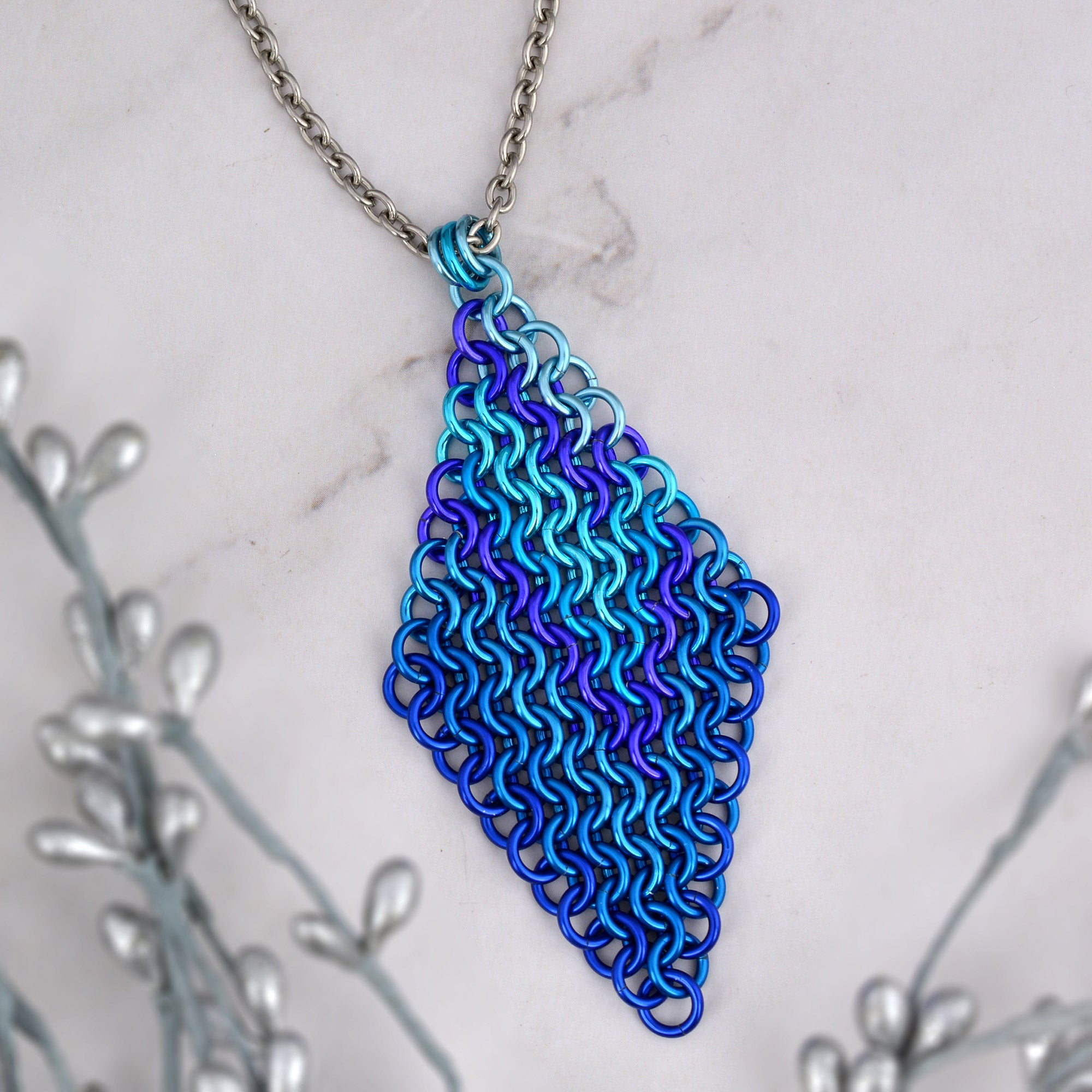 SALE: Mesh Diamond Pendant - Blue & Purple